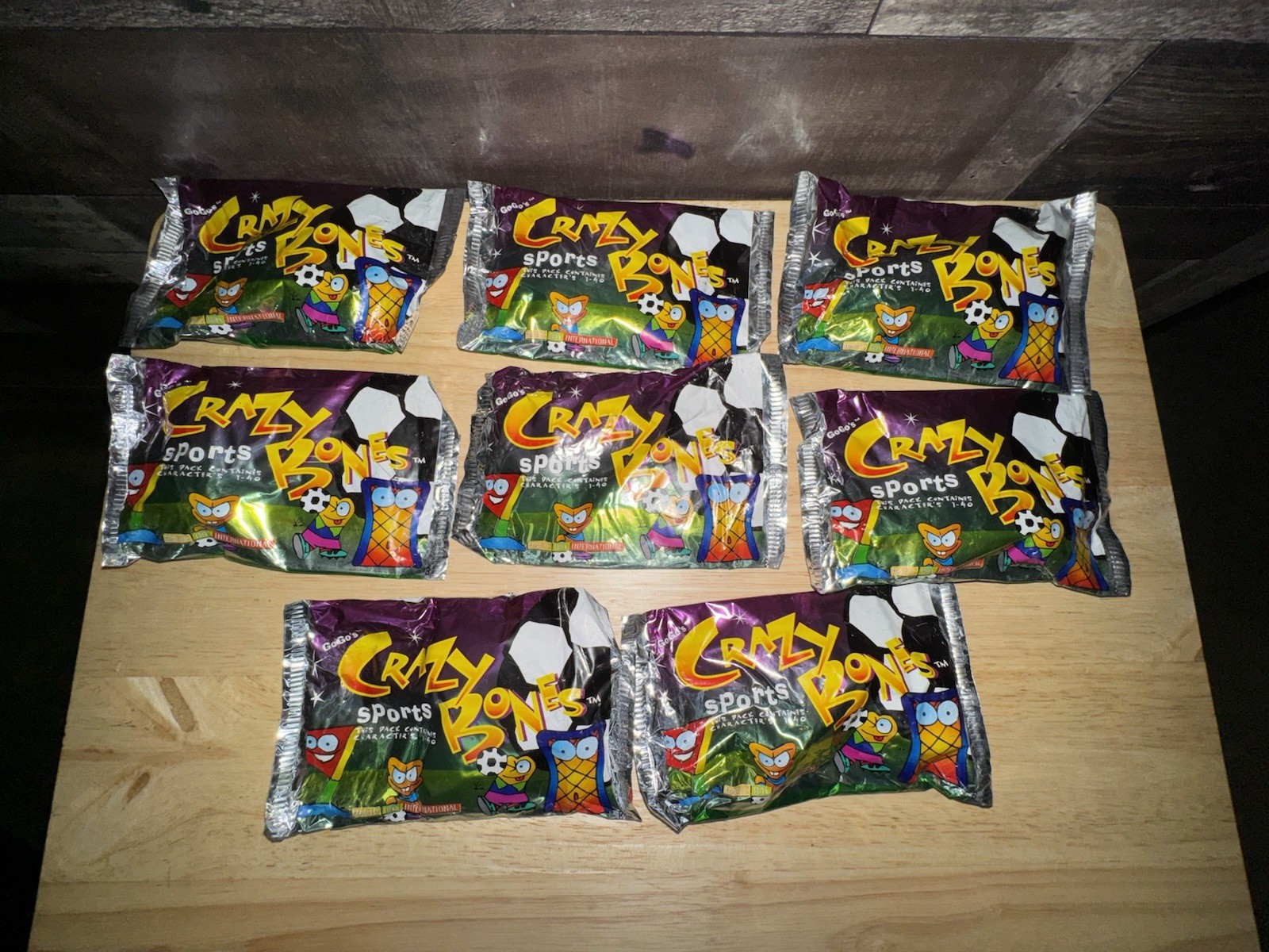 Sports Series Gogos Crazy Bones Lot of 8 Foil Packs