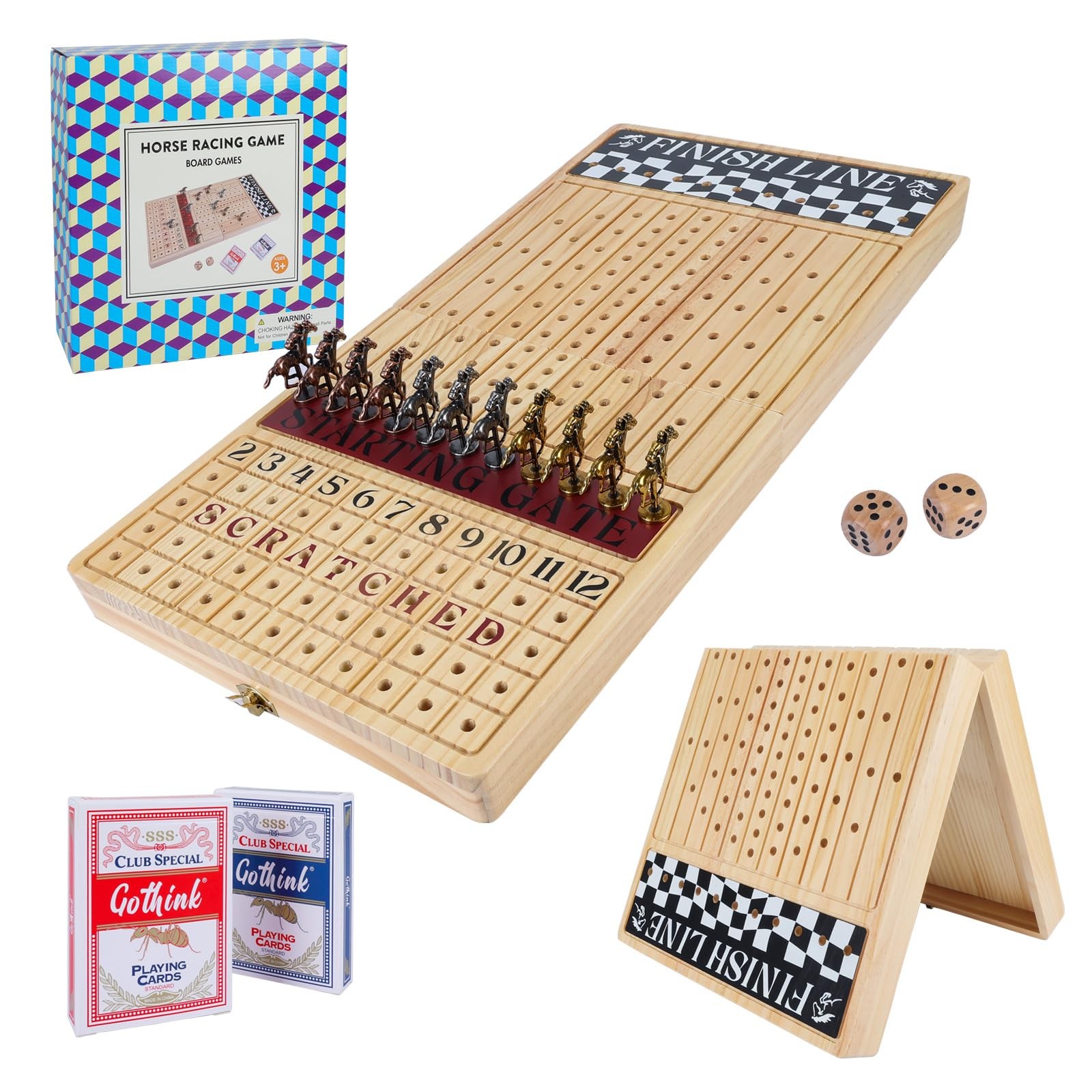 Large 23 inches Horse Race Board Game, Premium Durable Foldable Wooden Box, H…