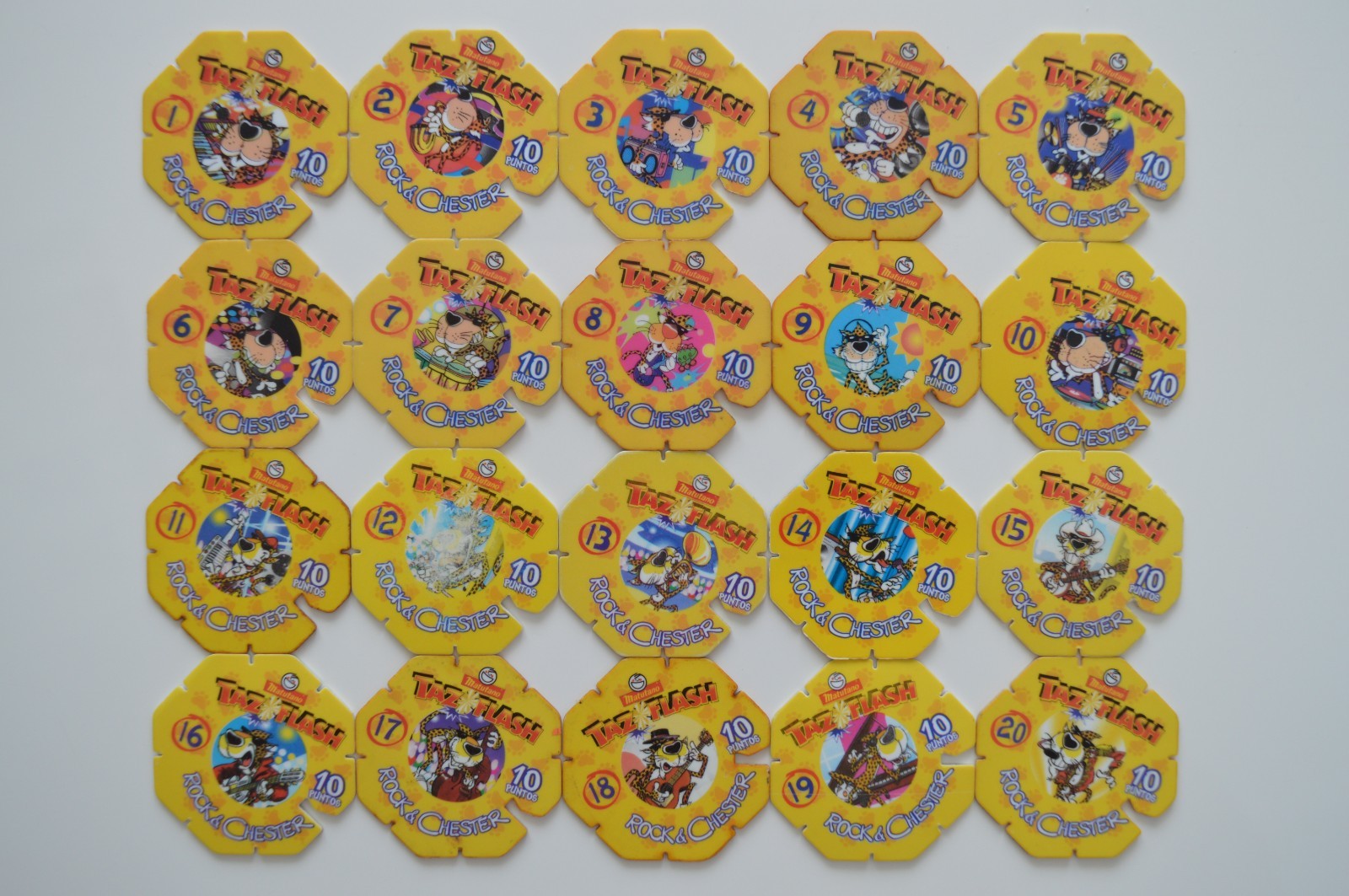 Rock & Chester Matutano Chips Super TazoFlash FOIL Tazos Complete Set 20/20