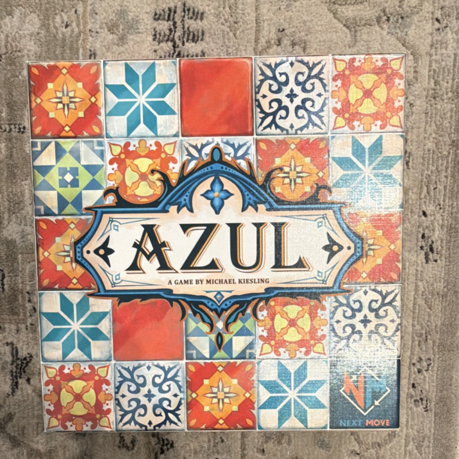 Next Move Games Azul Board Game Linen Bag Resin Tiles 2 Players Ages 8+