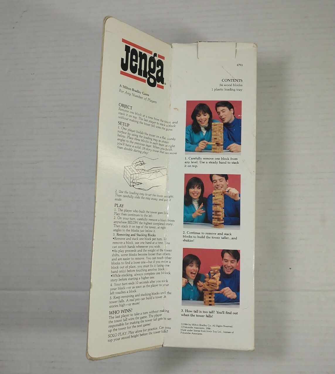 Original Vintage 1986 Jenga Game By Milton Bradley Hasbro Made In USA