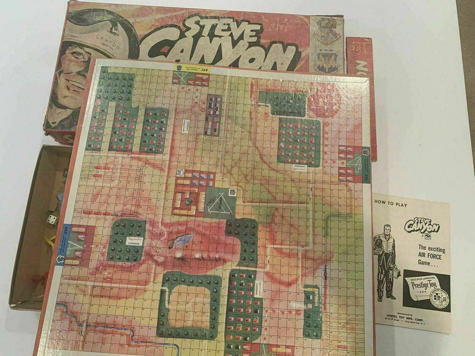 2 Vintage Steve Canyon Board Game Incomplete 1959 Lowell Toy MFG.