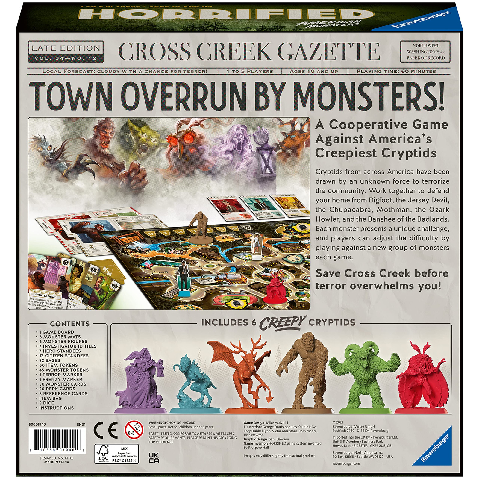 Horrified American Monsters Board Game Cryptids Strategy Family Fun 10 and Up