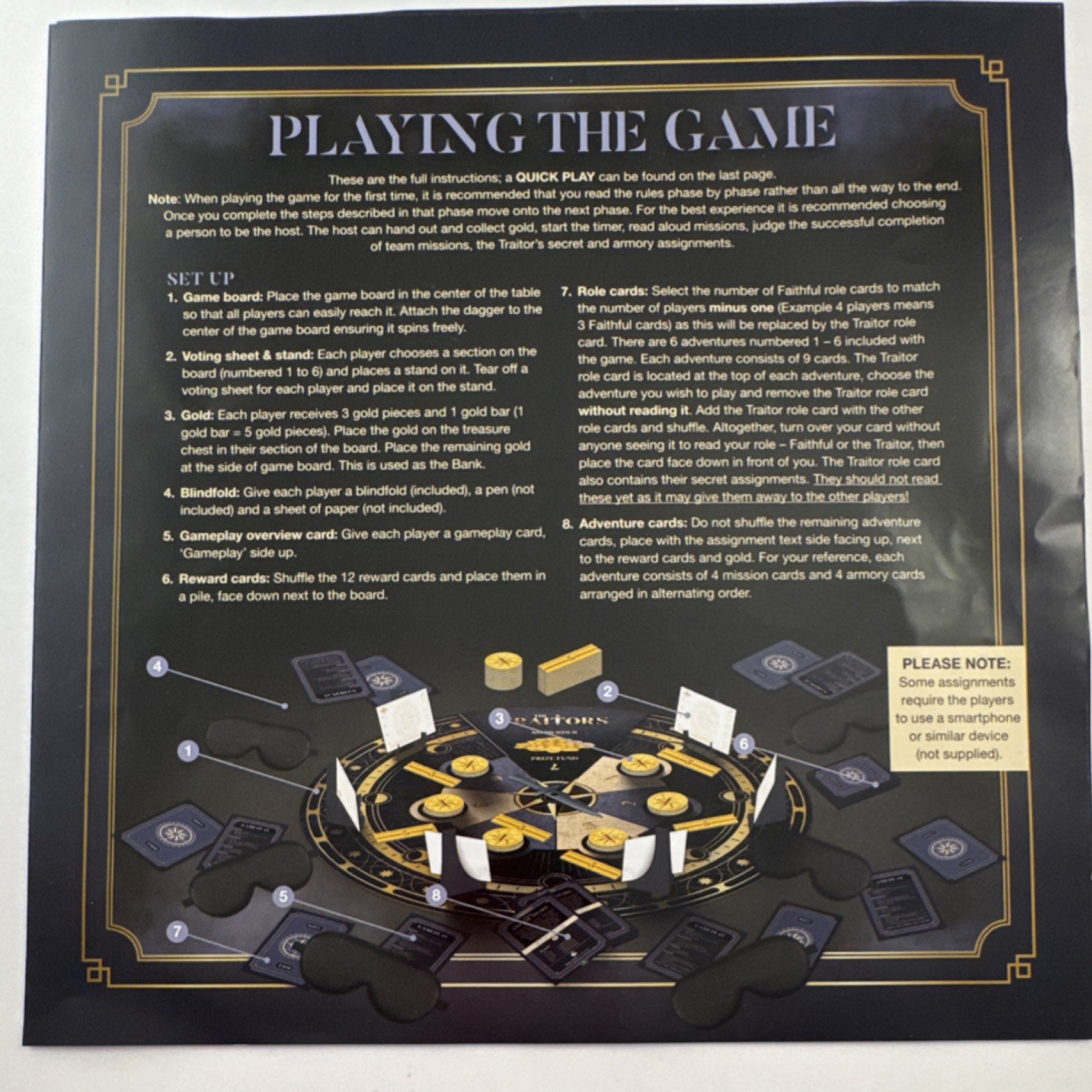 The Traitors Game Board Game Complete Set 4-6 Players Ages 12+ Blindfolds