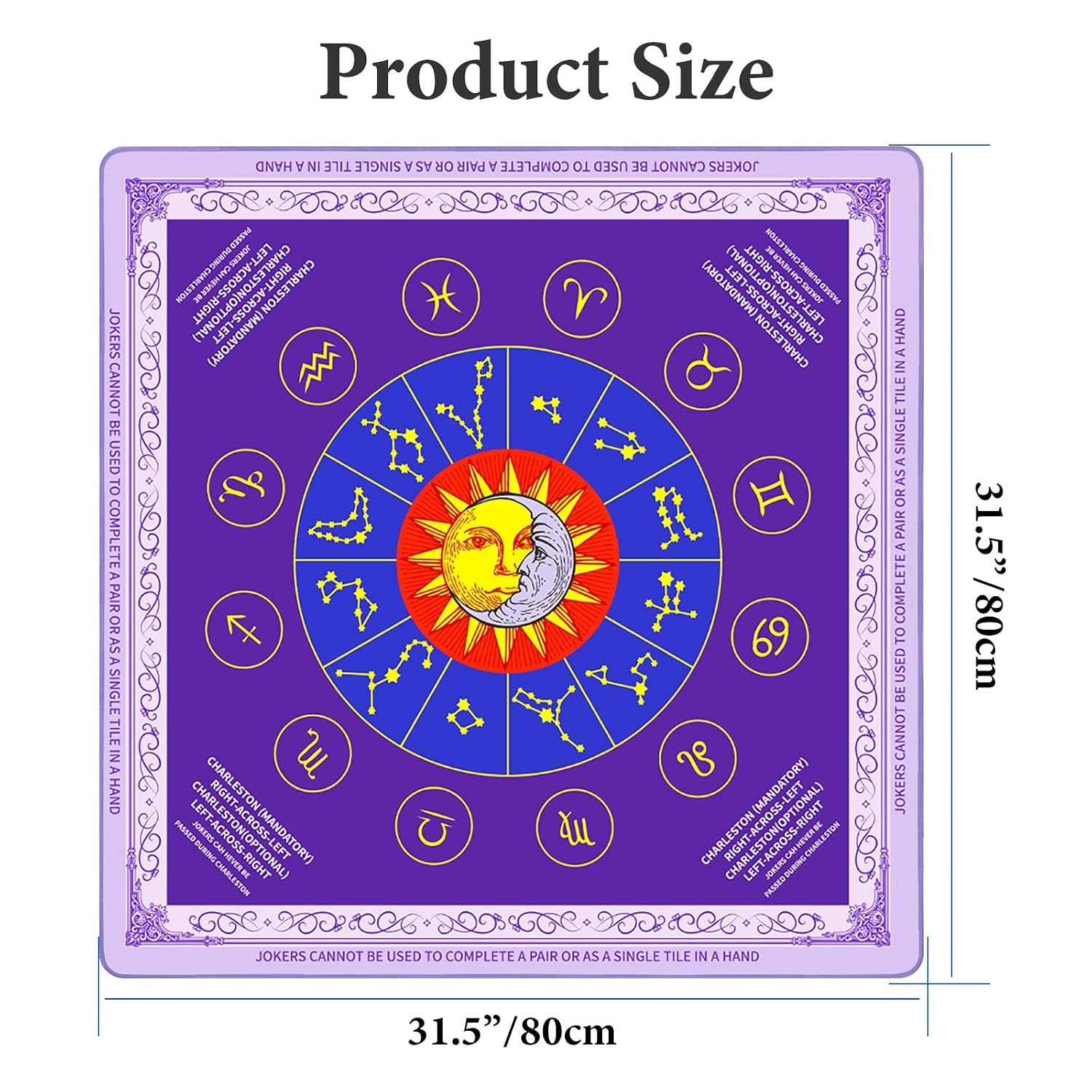 Purple 31.5″ x 31.5″ Non Slip Noise Reducing Waterproof Mahjong Game Mat