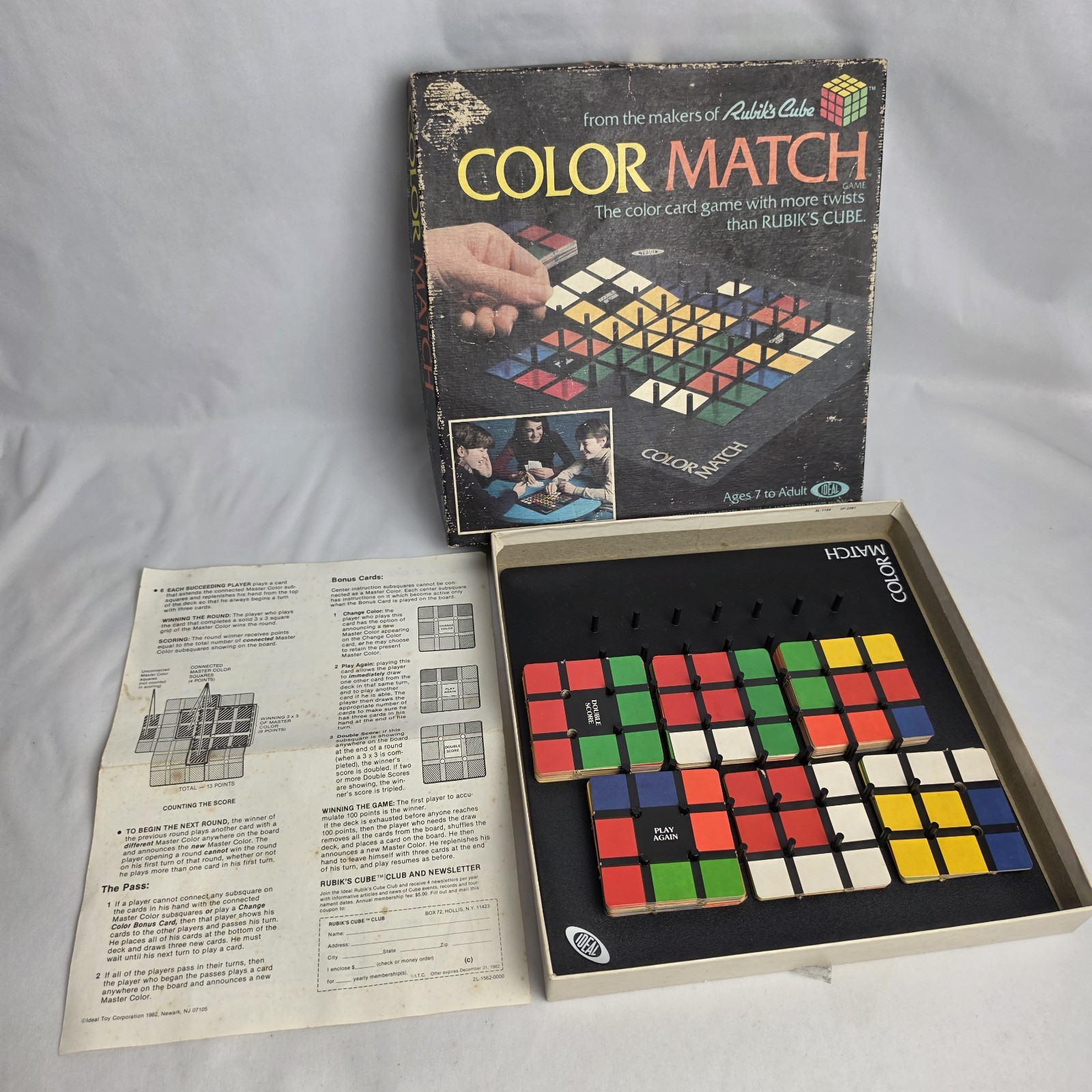 Vintage 1982 Rubik’s Cube Color Match Board Game Ideal Strategy Family Fun