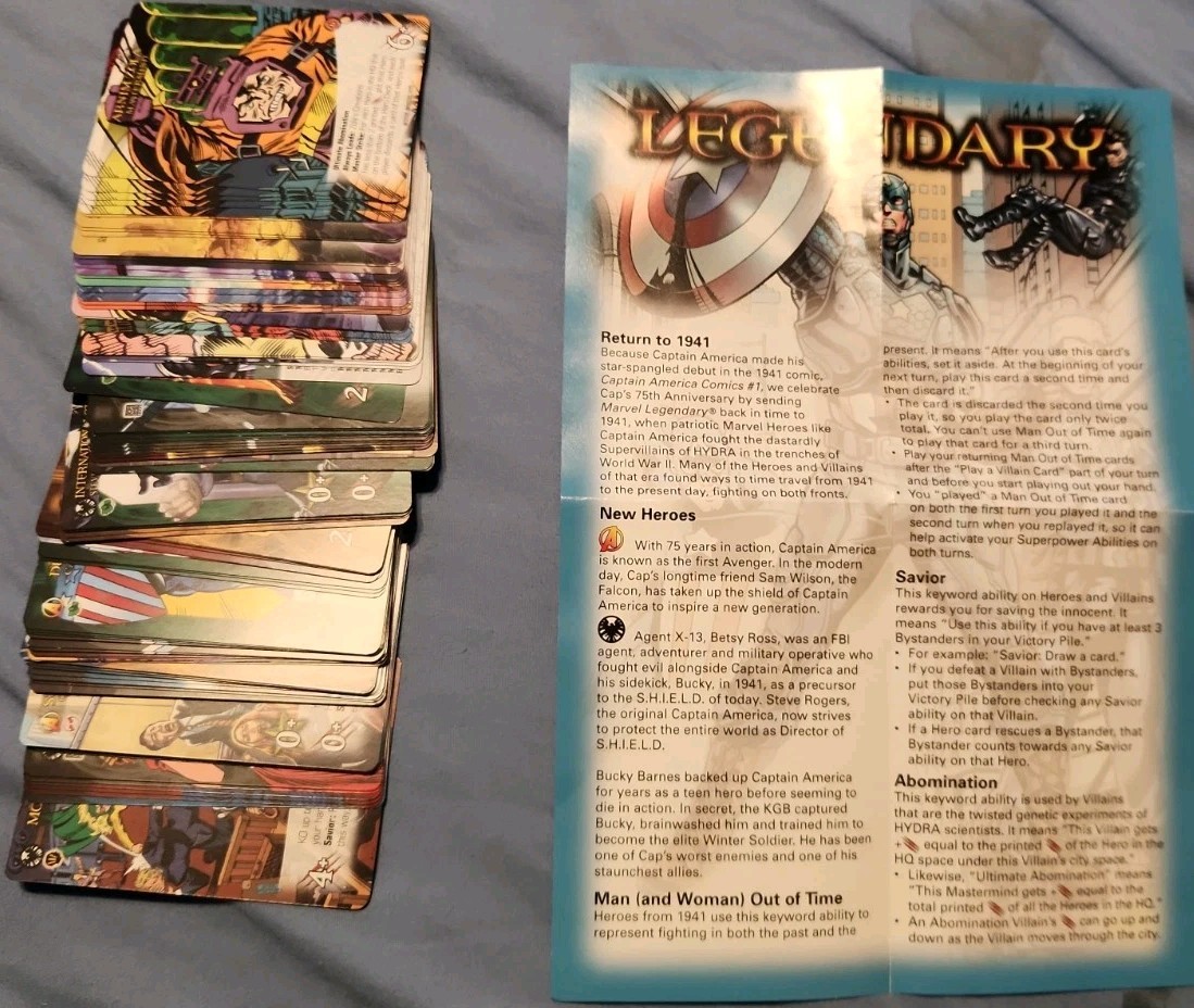 Marvel Legendary Captain America 75th Anniversary Expansion-100% complete-No Box