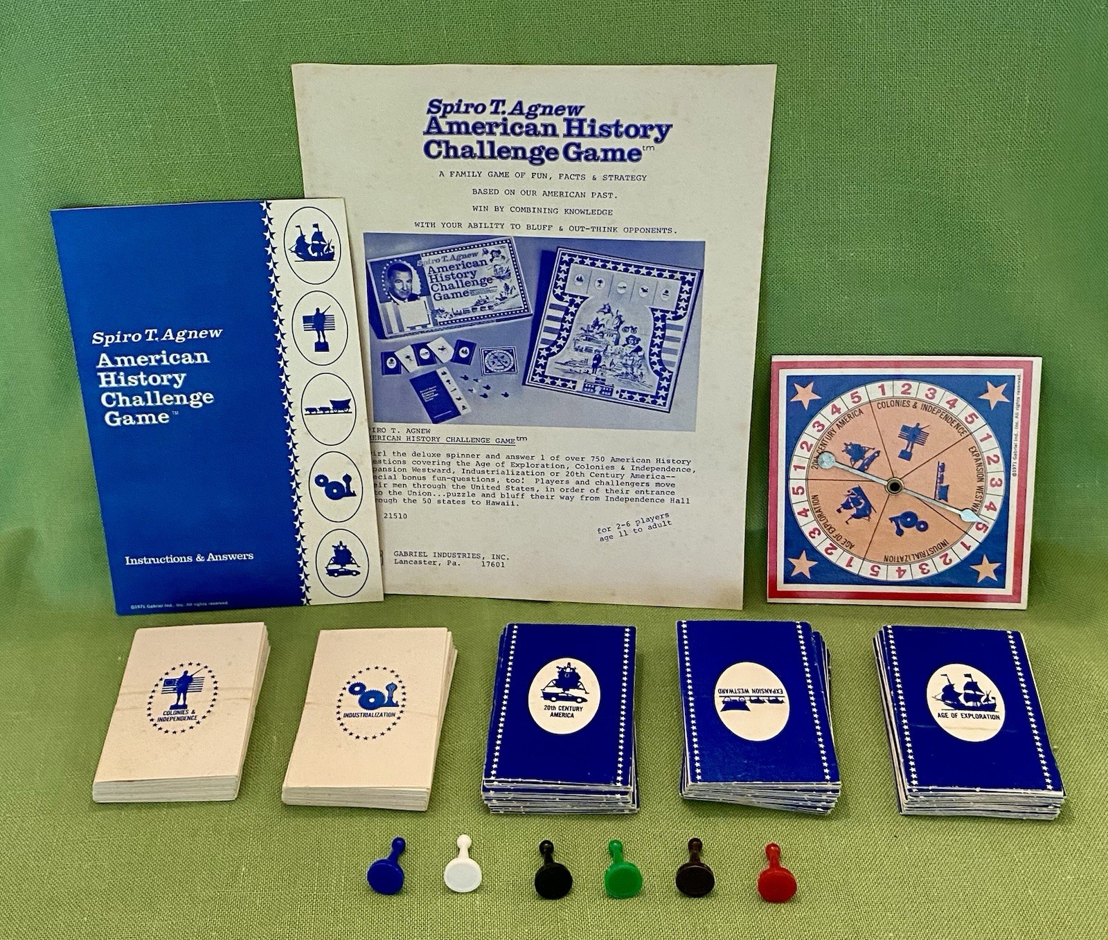 Vintage 1971 Spiro T. Agnew American History Challenge Board Game 100% Complete!