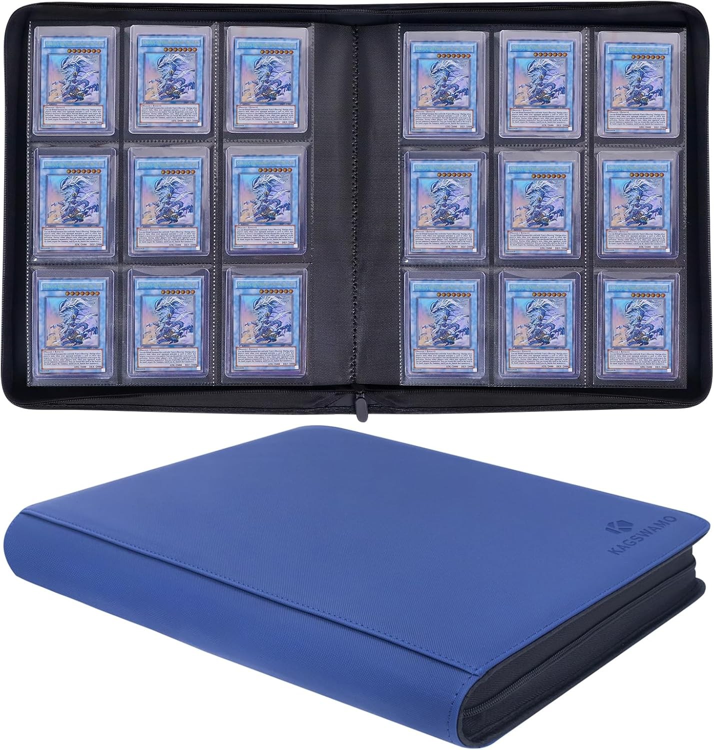 Toploader Binder, Holds 324 Toploaders, 9 Pockets, 16″L x 14″W x 2.9″H, Blue