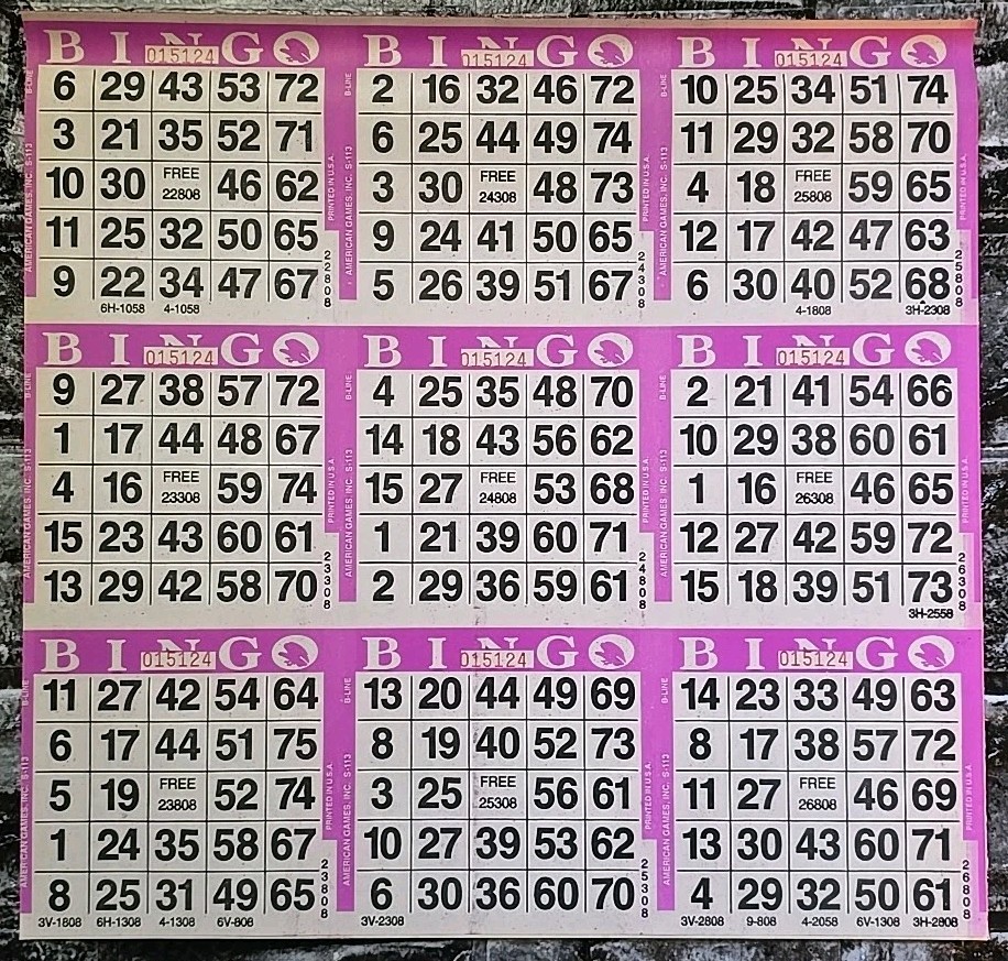 9 On 5 Up Standard Color Collation Bingo Paper Cards 50 Books American Games