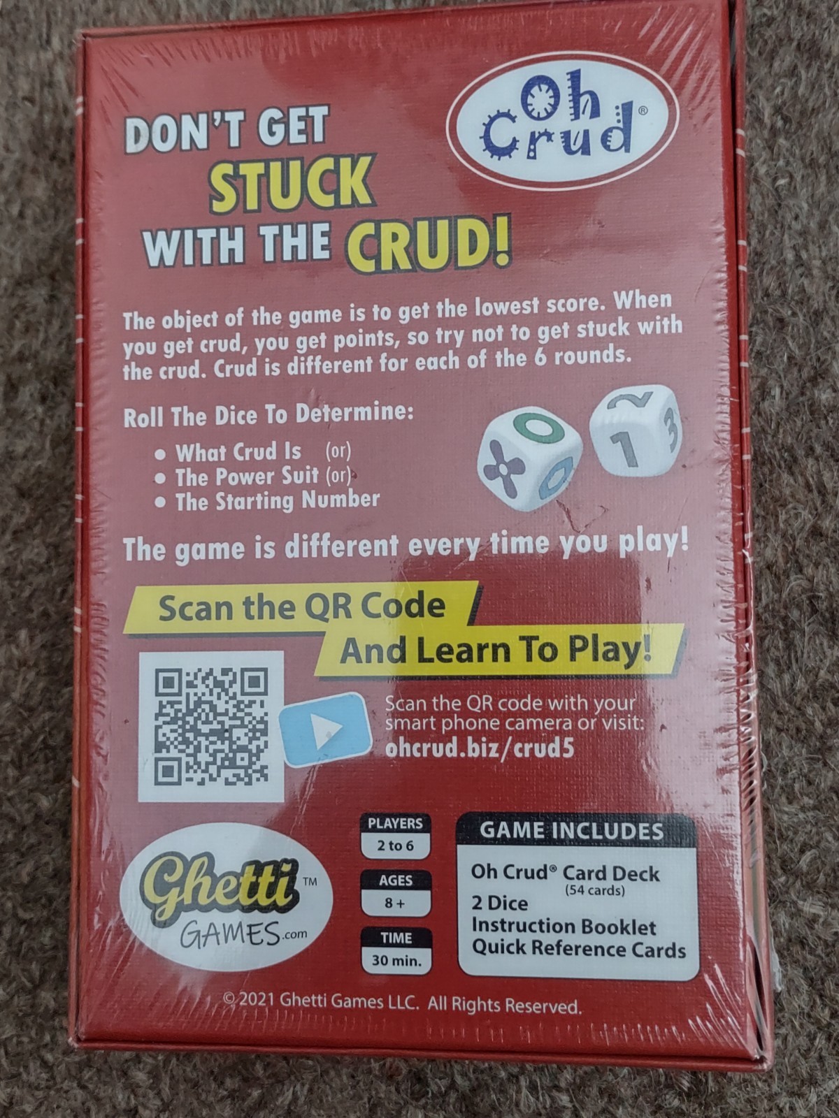 Oh Crud Card & Dice Game for 2 to 6 Players Strategy Card Game Fun NEW