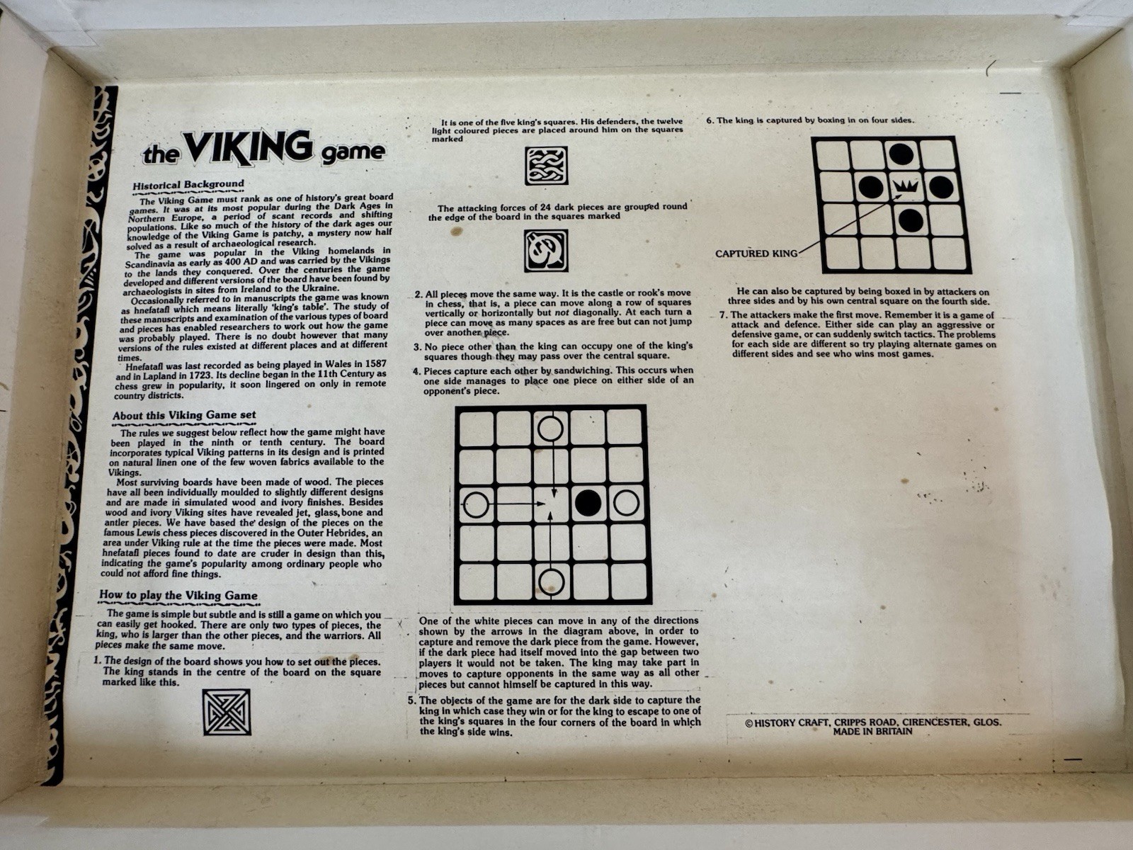 HNEFATAFL – The VIKING GAME 1981 by History Craft Made In England 100% Complete