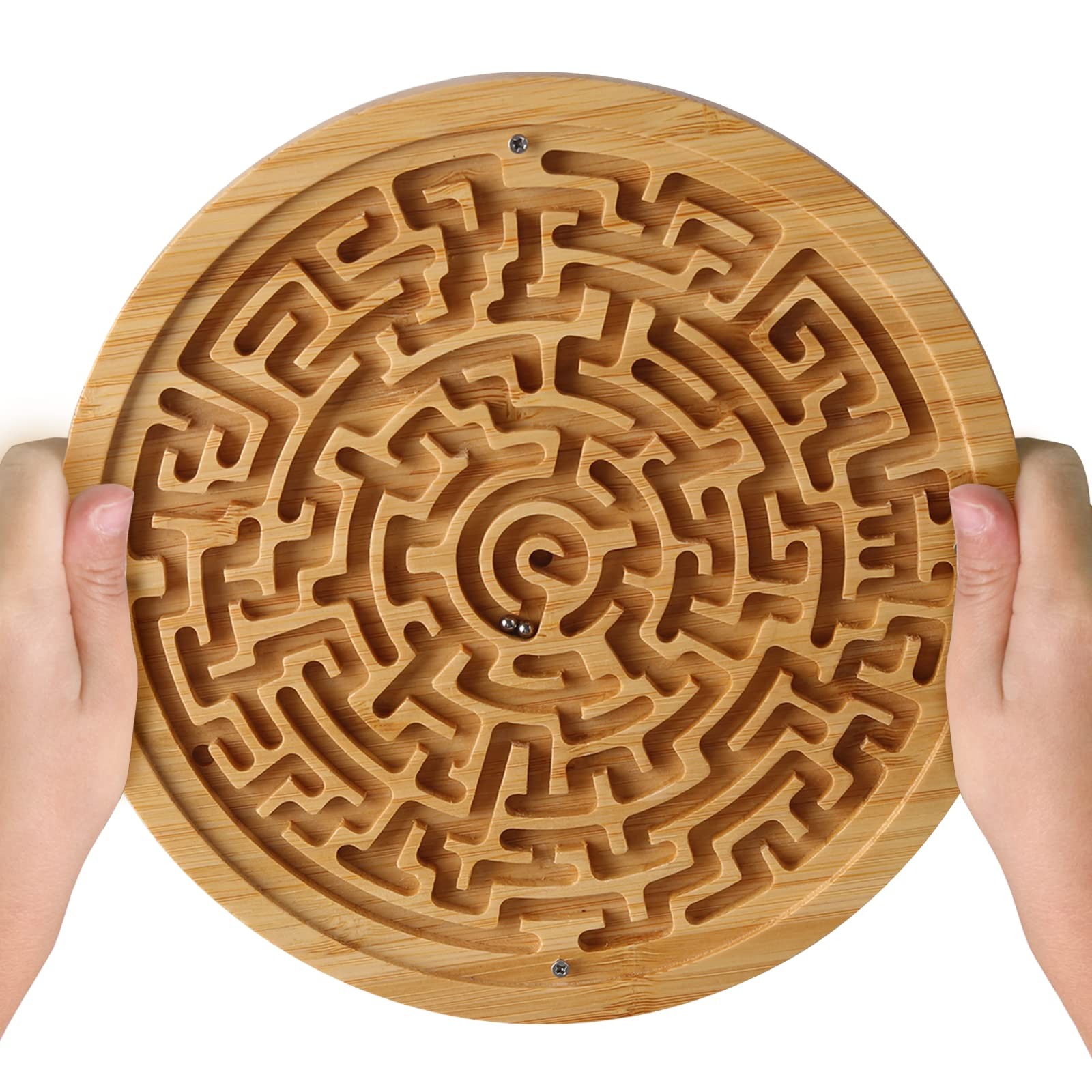 Round Wooden Labyrinth Board Game – Marble Maze for Education and Fun, Toddle
