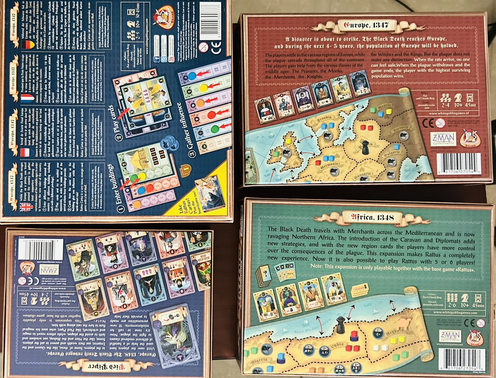 Lot of 4 Games And Expansions Rattus, Rattus Cartus, Africanus, Pied Piper