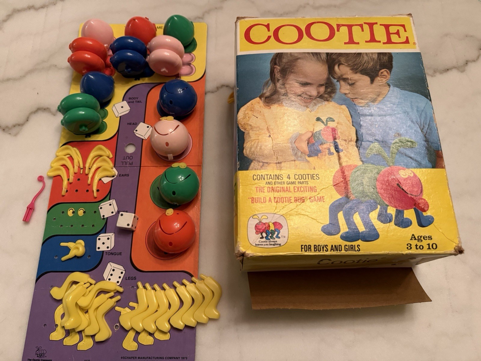Vintage Schaper 1972 Cootie Game Original With Box Incomplete