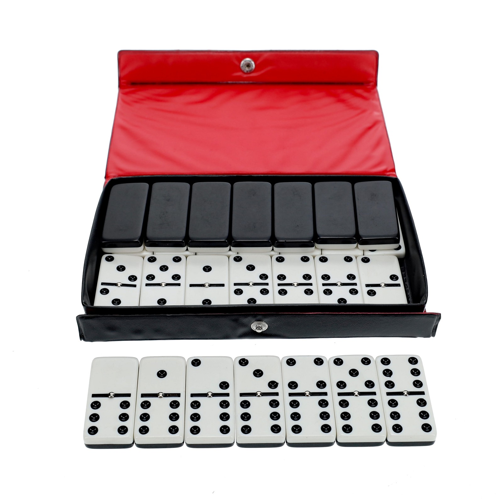 WE Games Two-Toned Black & White Double 6 Dominoes with Spinners – Club Size