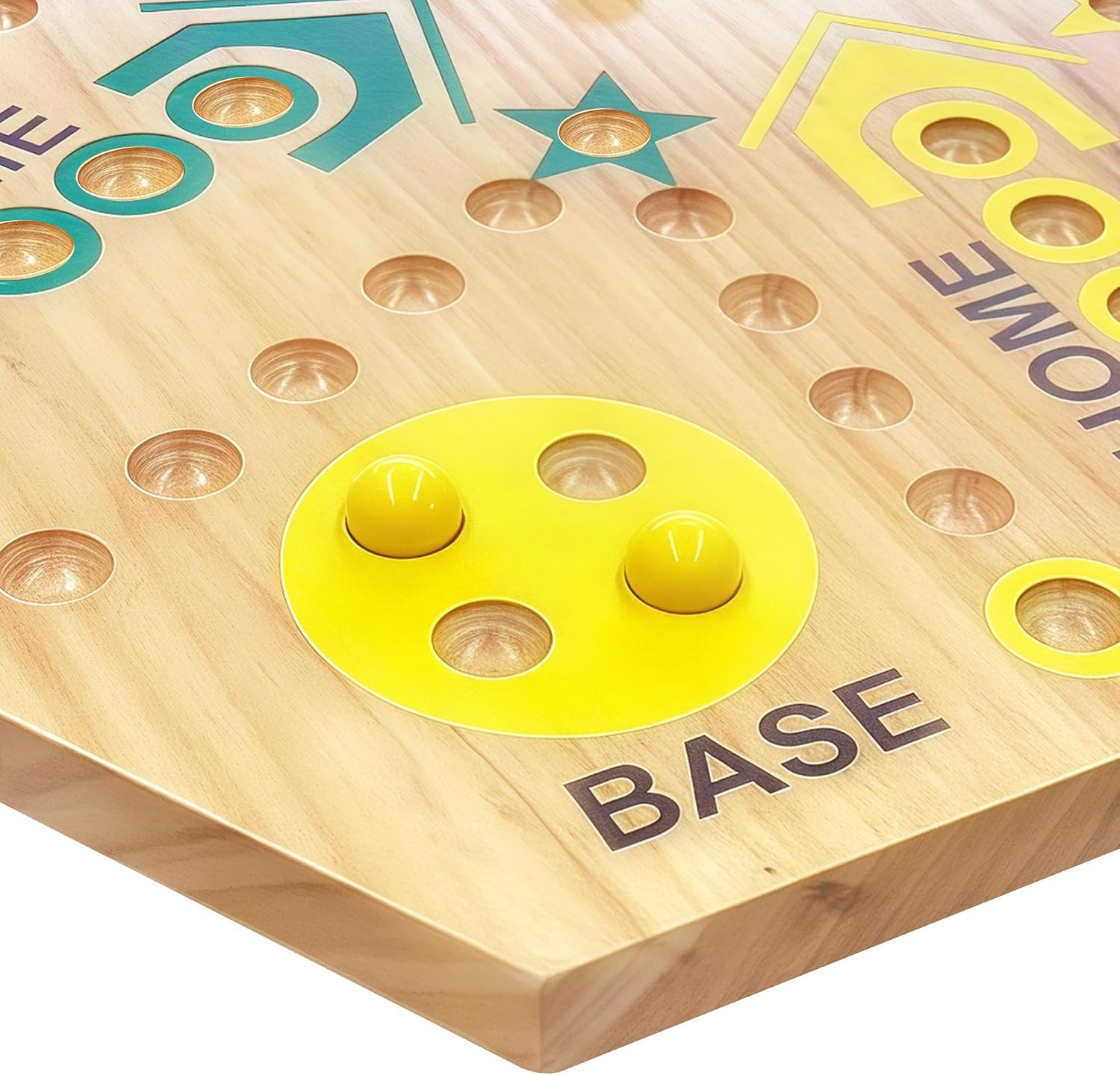 Wooden Board Game, Original Marble Game Double Sided Painted 2 to 6 Player Fast