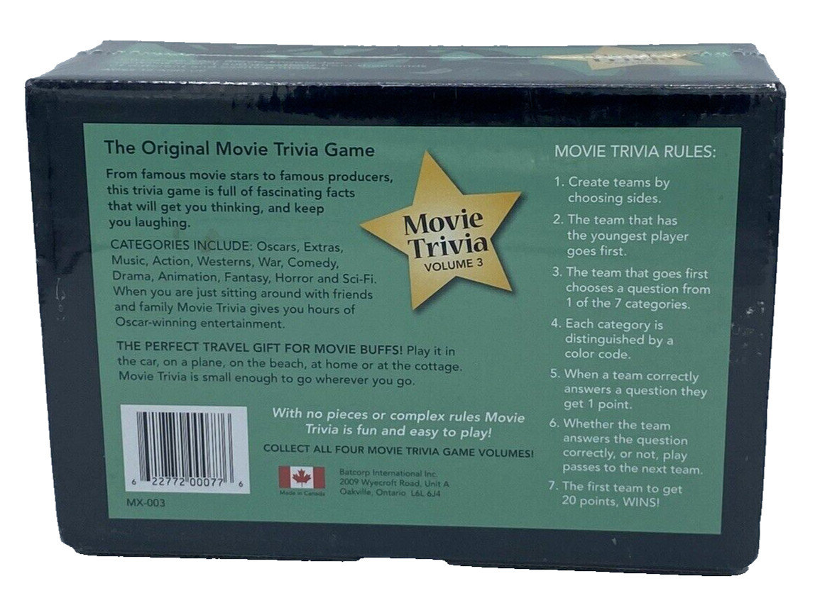 Movie Trivia Volume 3 Over 1500 Questions MX-003 Ages 12 and Up Brand New Sealed