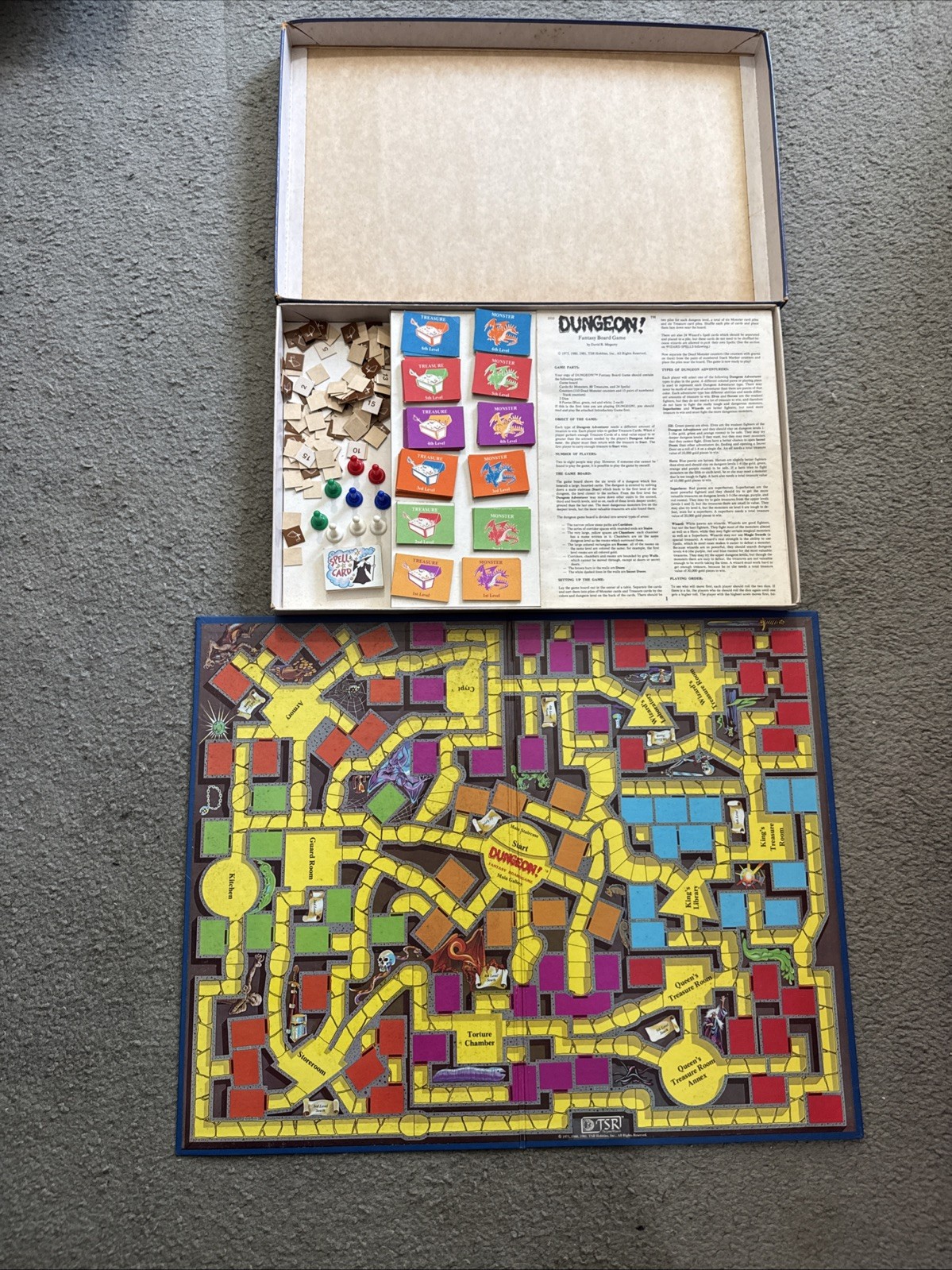 Dungeon! Vintage 1981 TSR Fantasy Boardgame Dungeons & Dragons Era 90% Complete