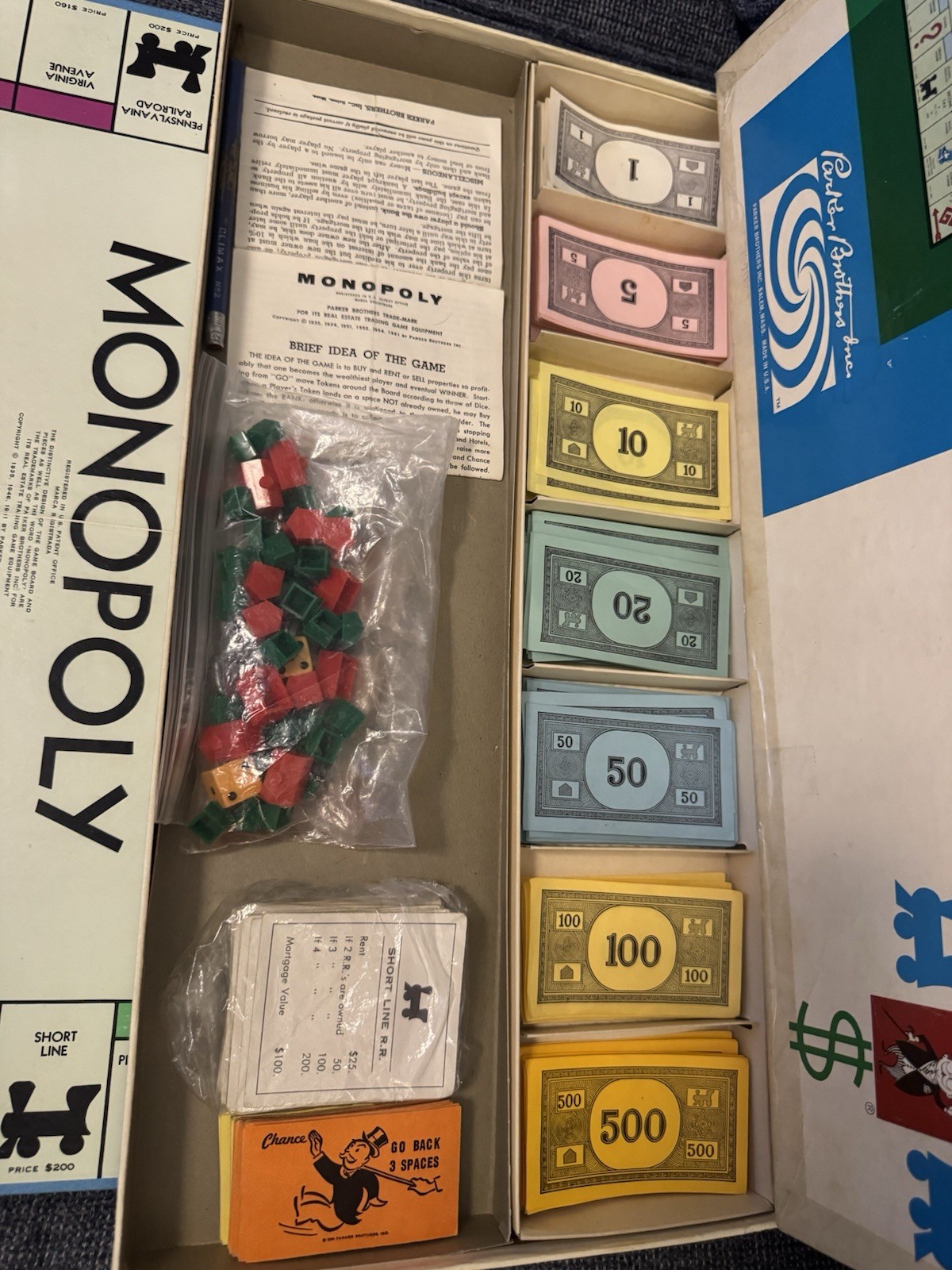 1961 Monopoly Game by Parker Brothers Complete Very Good Condition FREE SHIPPING