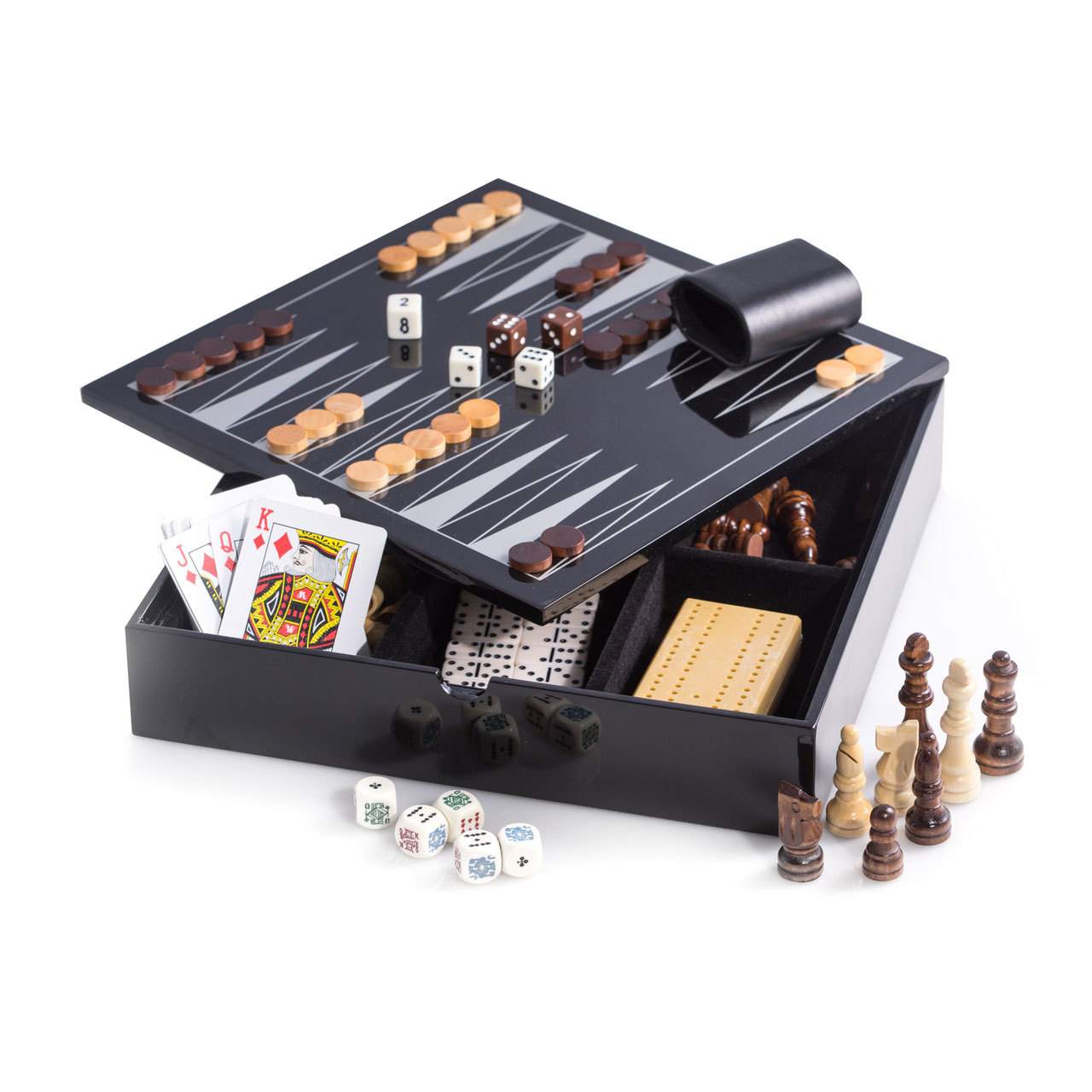 Bey-Berk Lacquered Wood Multi Game Set Includes Chess and Backgammon Wooded Game