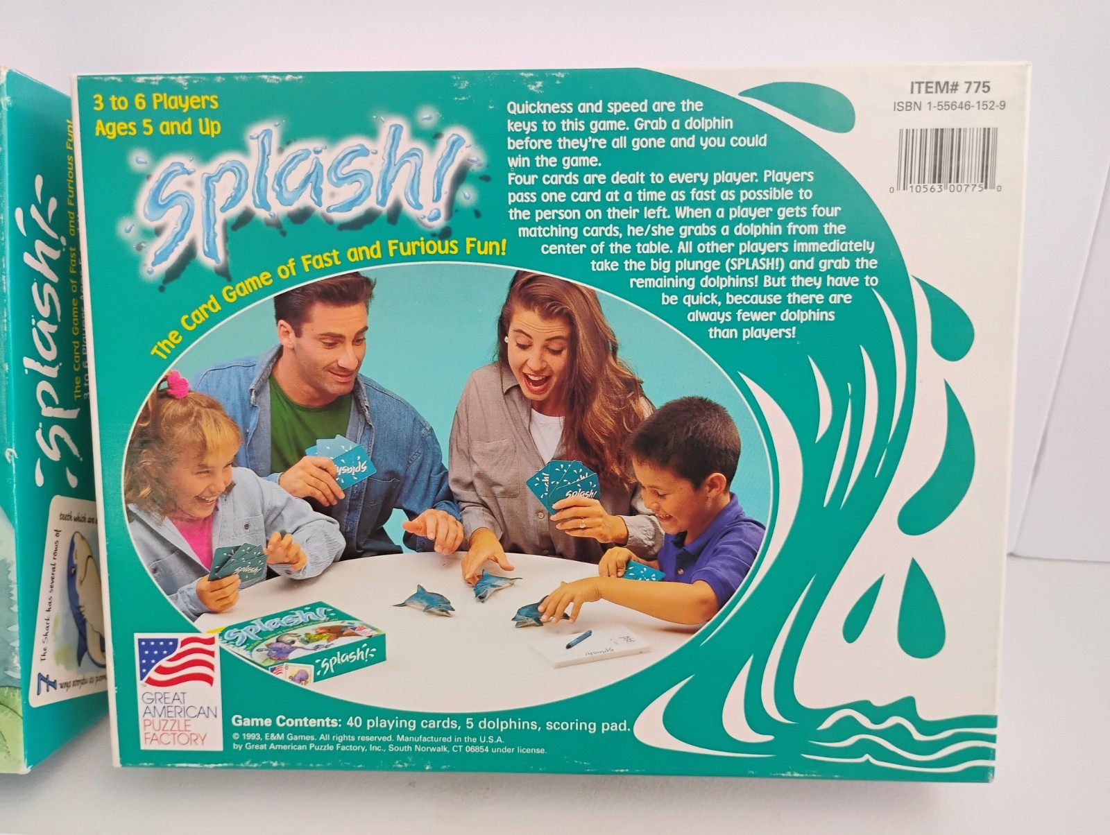 Vntg 1993 Great American Puzzle Factory Splash! Rubber Dolphins Card Game COMP