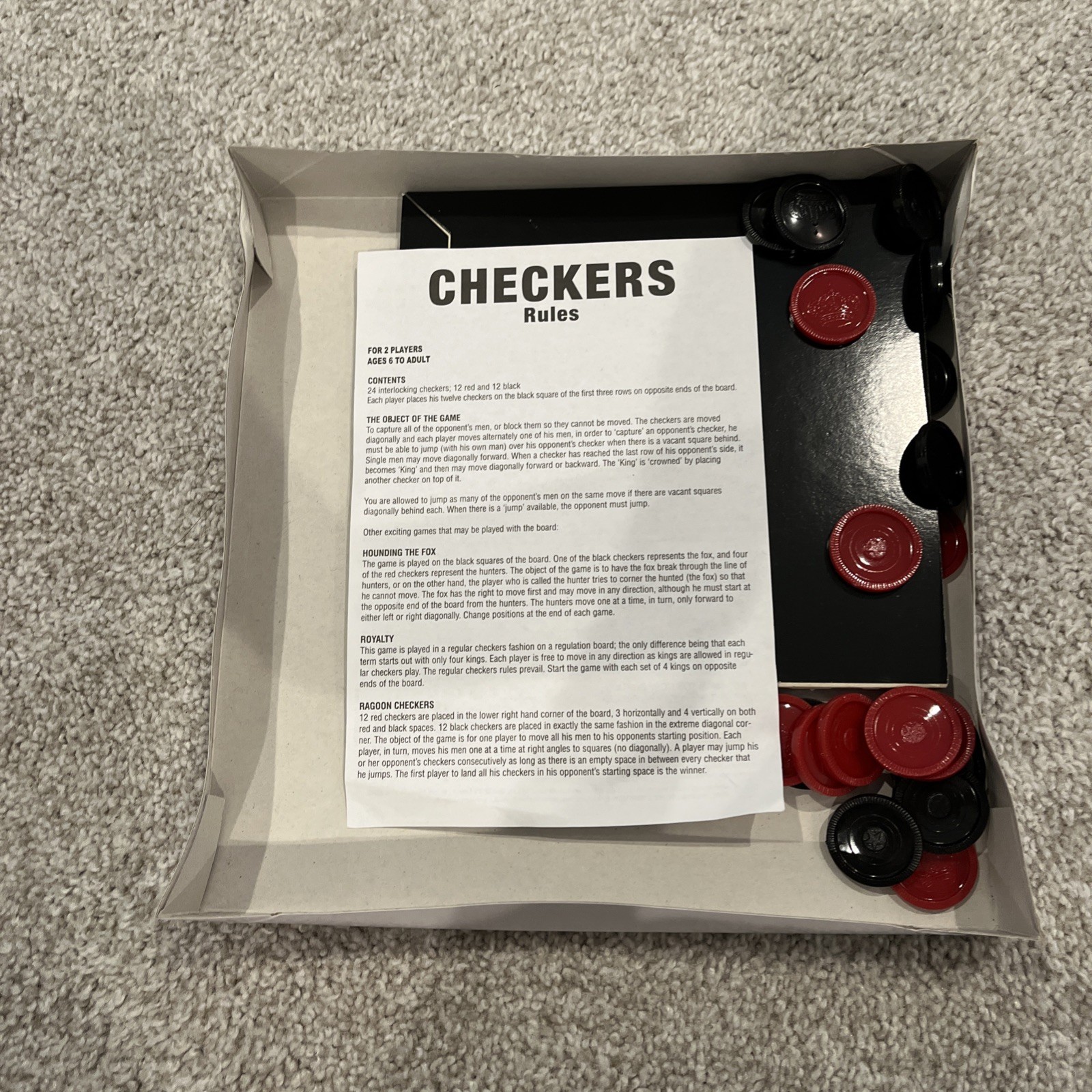 Checkers Board Game Set with 24 Pieces Classic Games