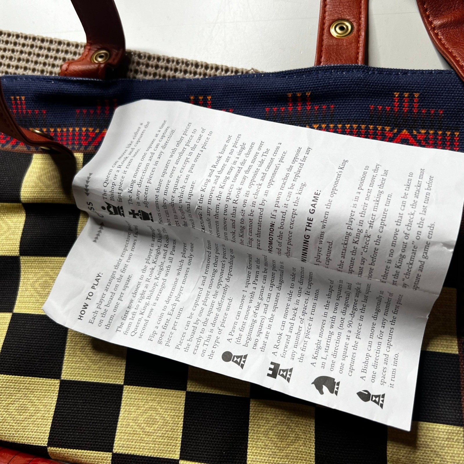 Pendleton Travel Chess & Checkers Set Roll-Up Canvas Board Game Blue Red NEW