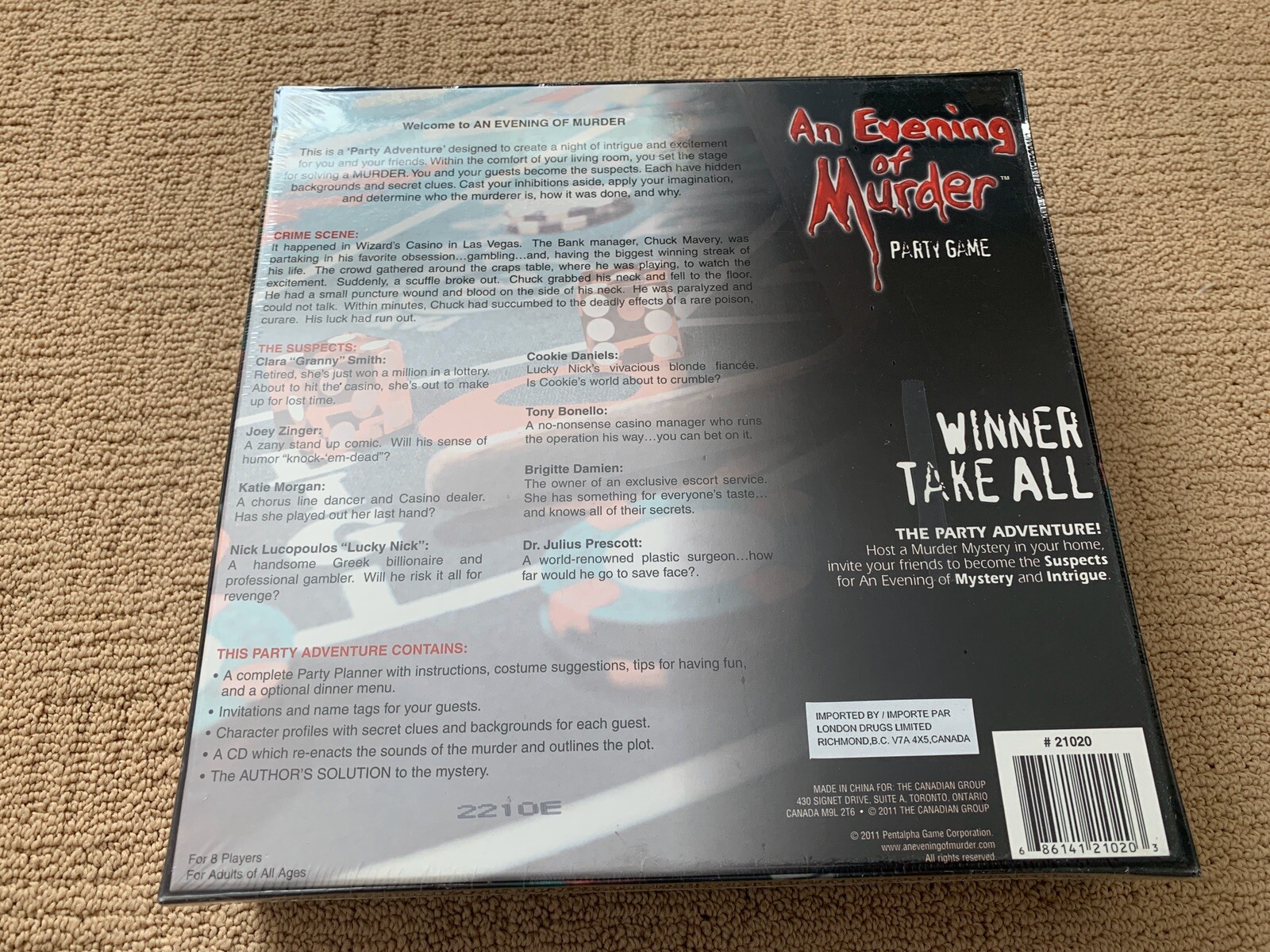 New/Sealed An Evening Of Murder Party Game Winner Take All : Pentalpha Games