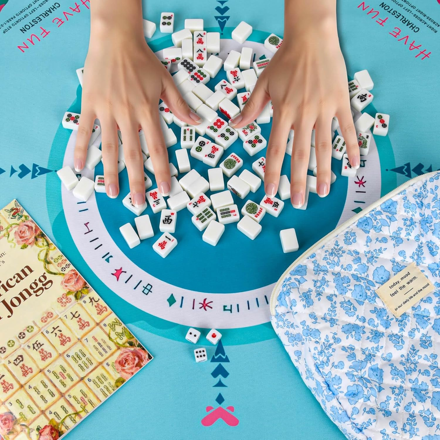 Travel American Mahjong Tile Set | 166 PCS 0.8 Inch Mini Mahjong Game Tiles, 4 W