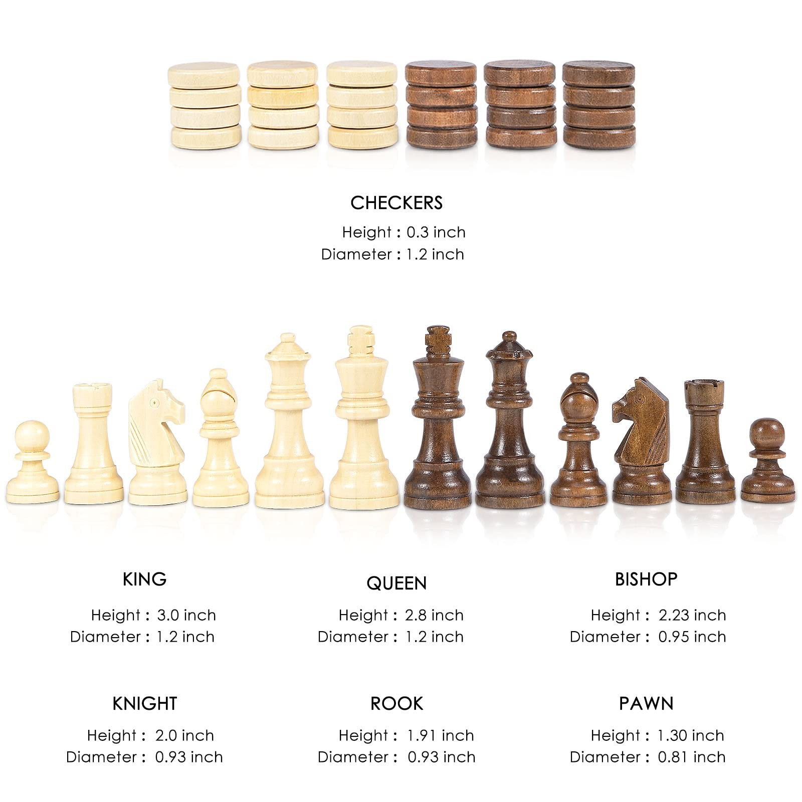 Magnetic Wooden Chess and Checkers Game Set, 15 Inches (2 in 1) Chess Board G…