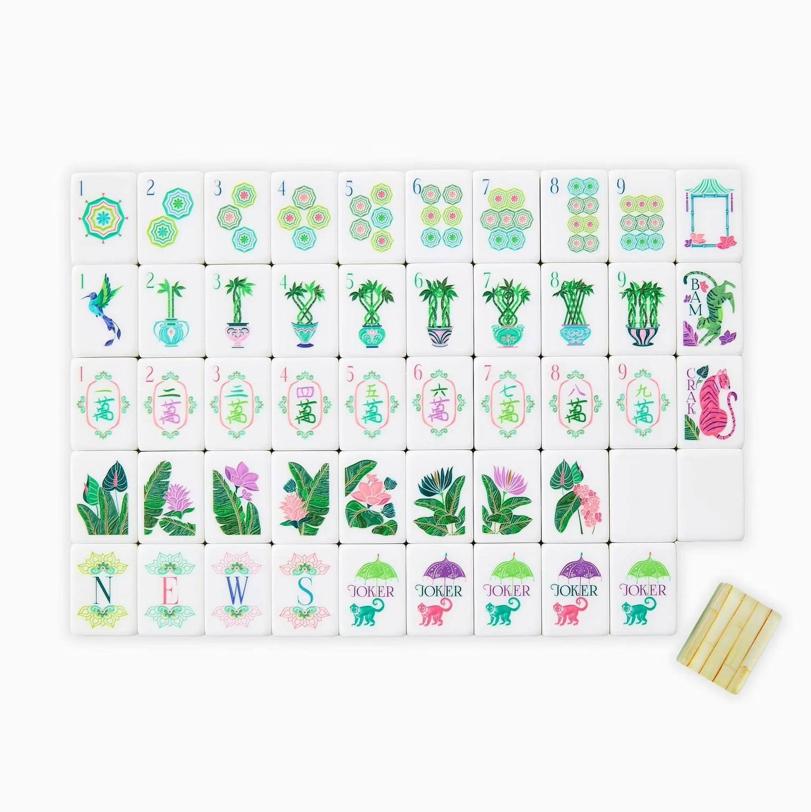 160 American Mahjong Tiles 4-Layer Acrylic Bamboo Grain Engraved Set