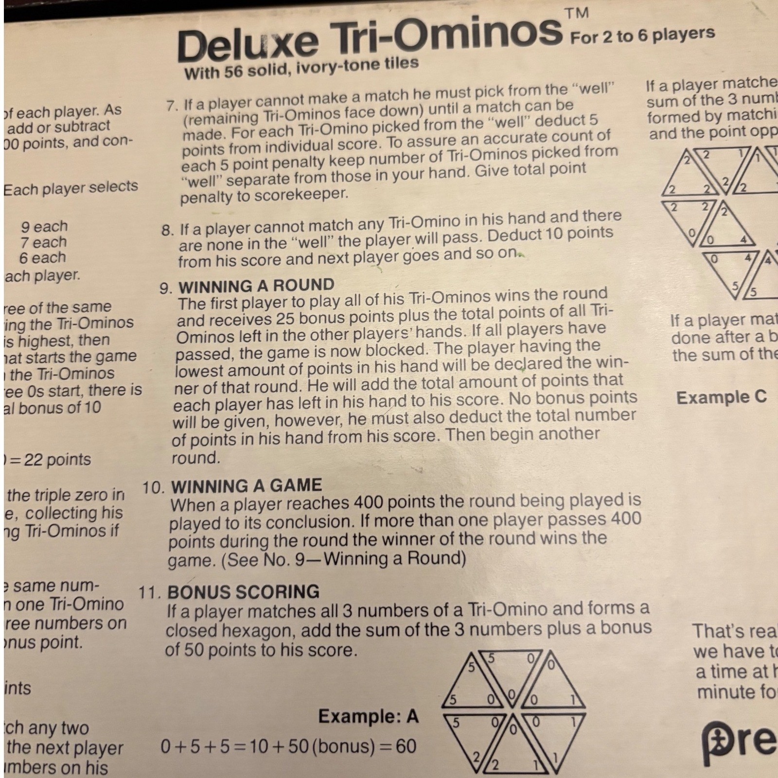 1968 Pressman Deluxe Tri-Ominos Game 4423 Ivory Crystalline Tiles