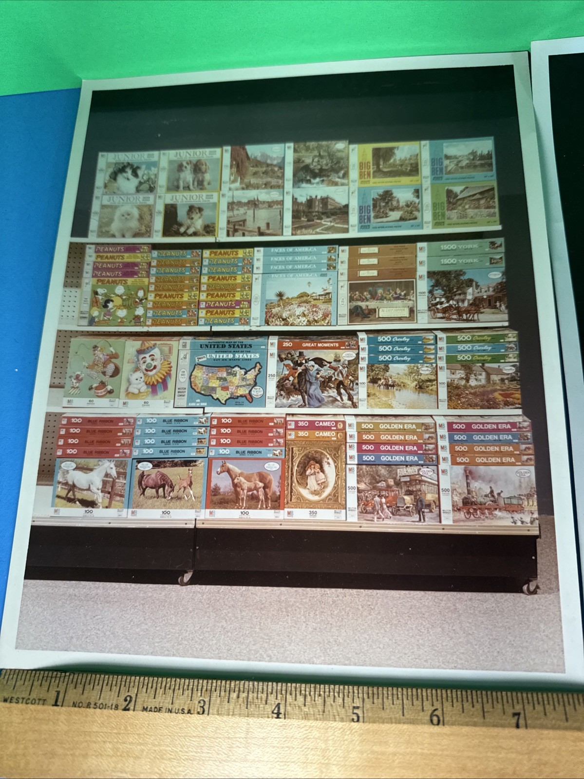 VTG Milton Bradley Promo Photos Puzzle Display Big Eye Pity Puppy Kitty, Peanuts