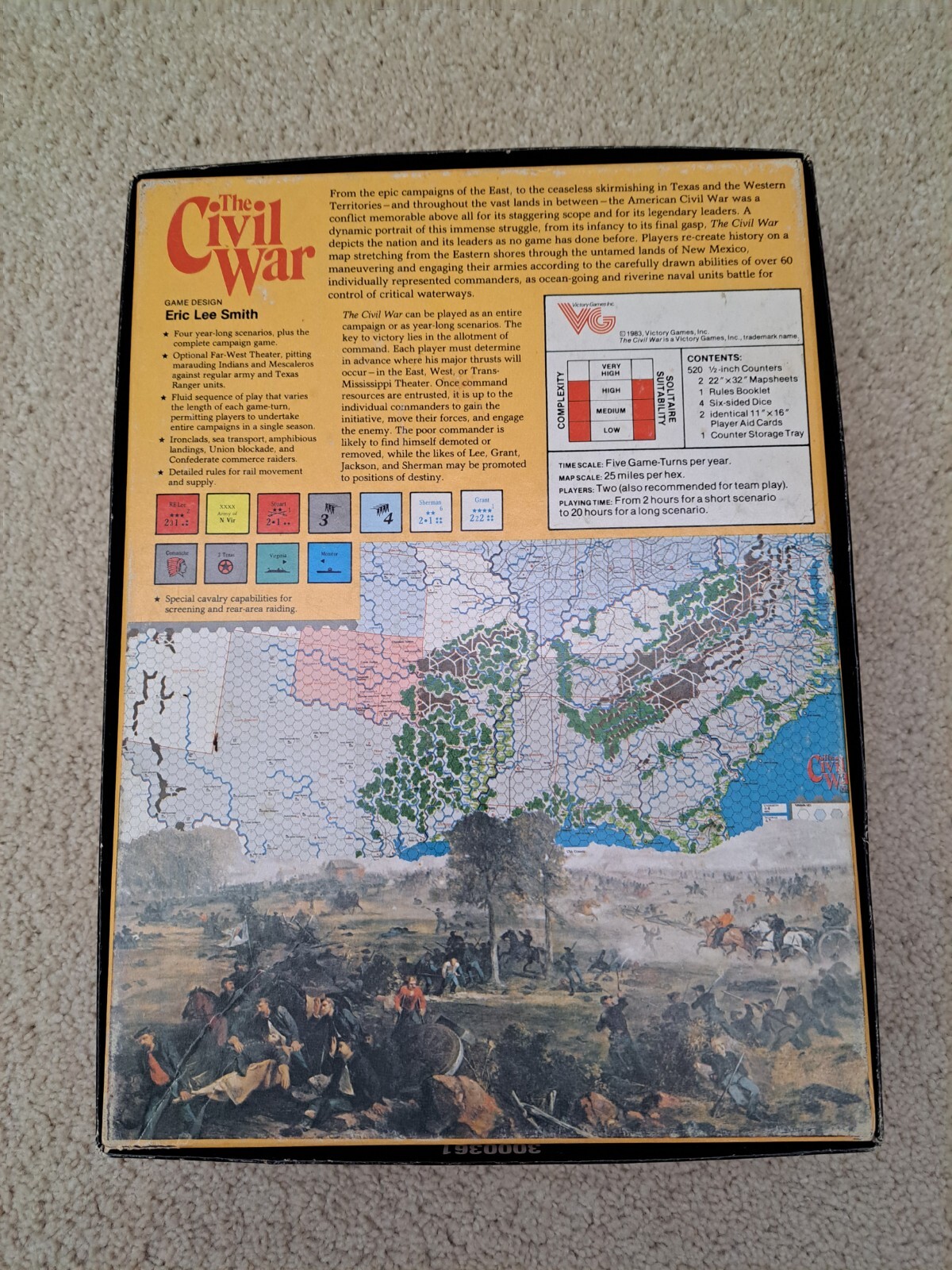 The Civil War 1861-1865 Victory Games 1983 -Incomplete For Replacement Pieces