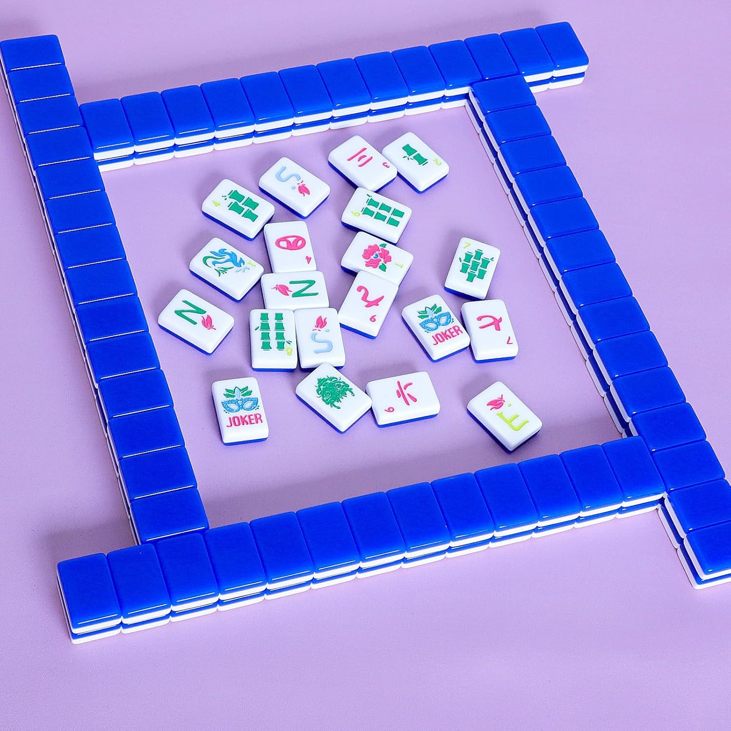 American Mahjong Tile Set(Blue) with Carrying Bag and Accessories, 160 Acrylic E