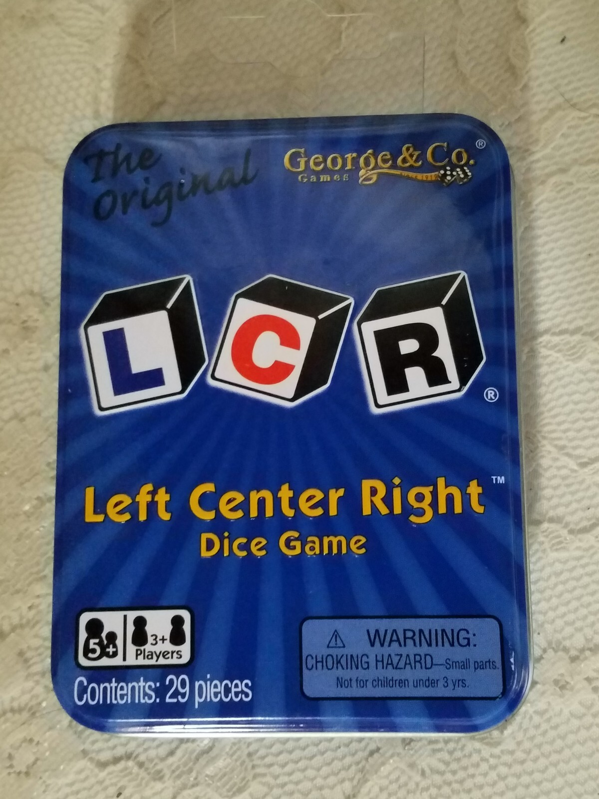LCR® Left Center Right™ Dice Game -THE ORIGINAL GAME – Blue Tin~NEW