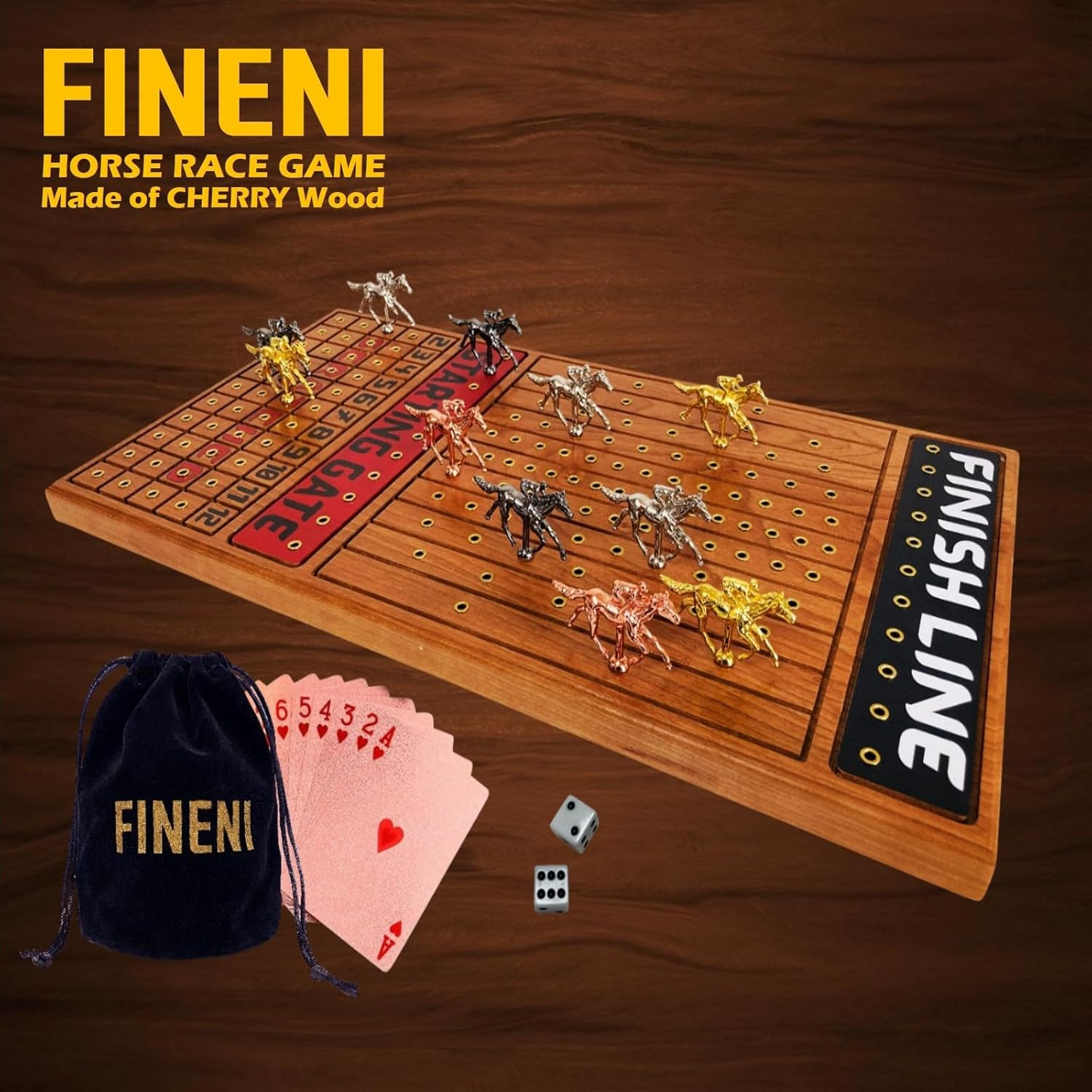 Horse Racing Game for Adults, Horse Race Board Game with 11 Luxurious Metal Hors