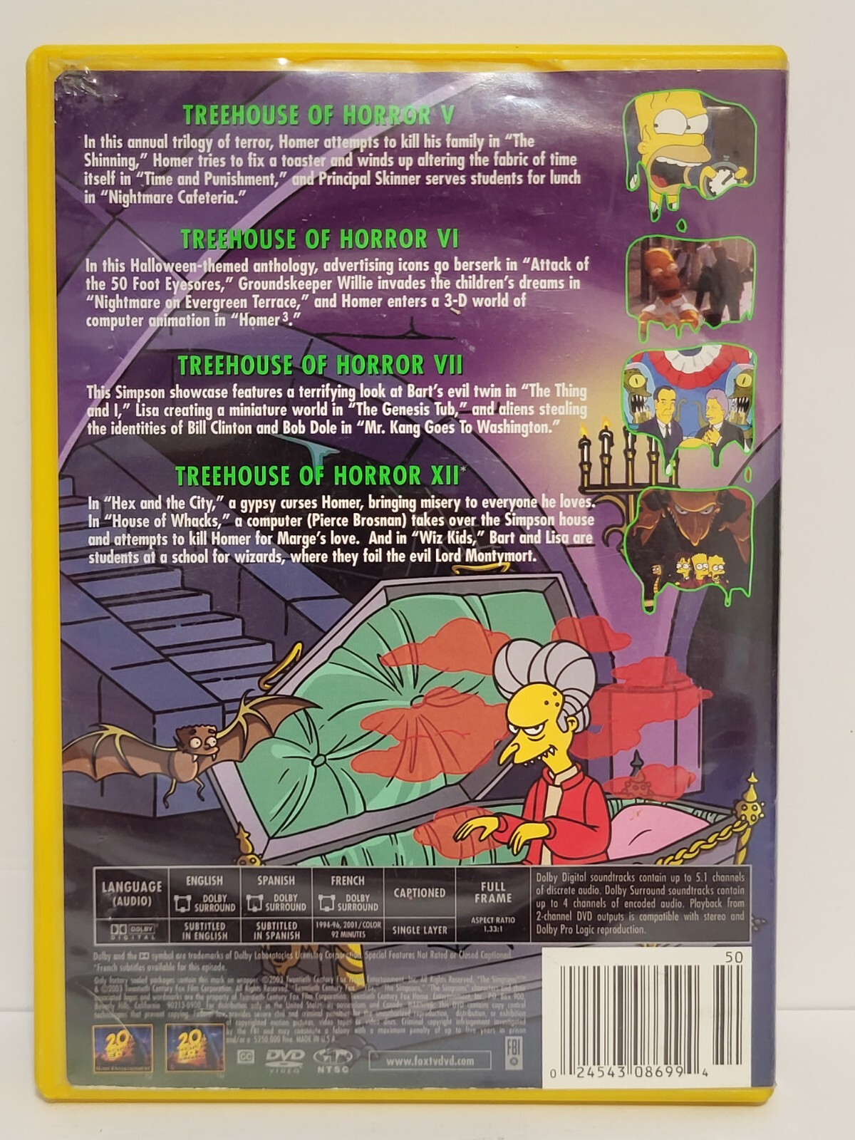 THE SIMPSONS TREE HOUSE OF HORROR Monopoly GLOW-IN-THE-DARK Board Game DVD READ