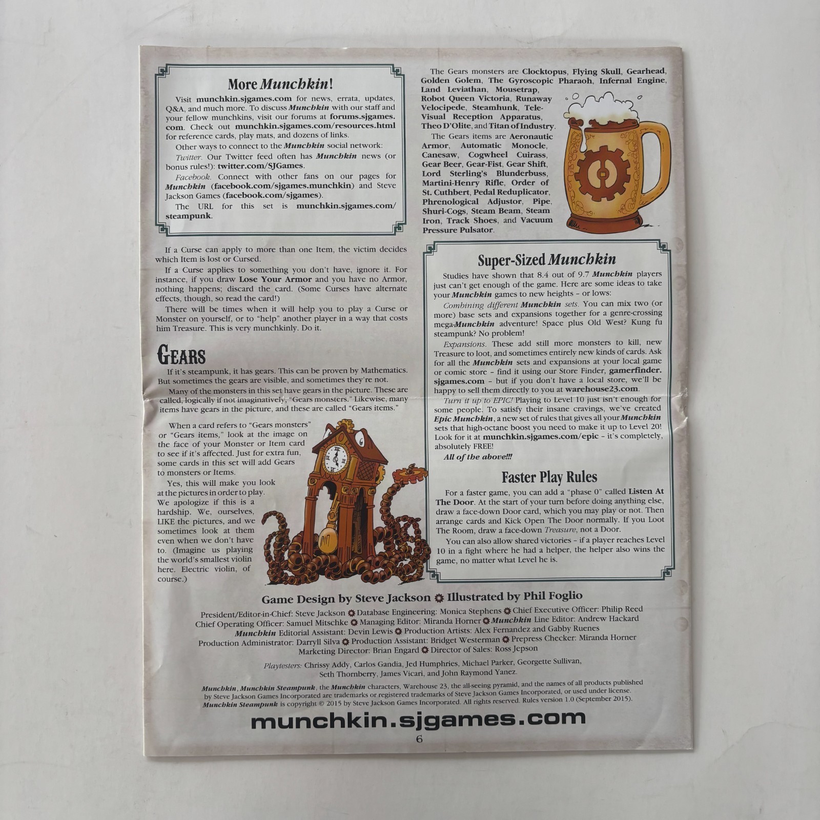 Munchkin Steampunk Deluxe – Board Card Game – Steve Jackson (some missing parts)