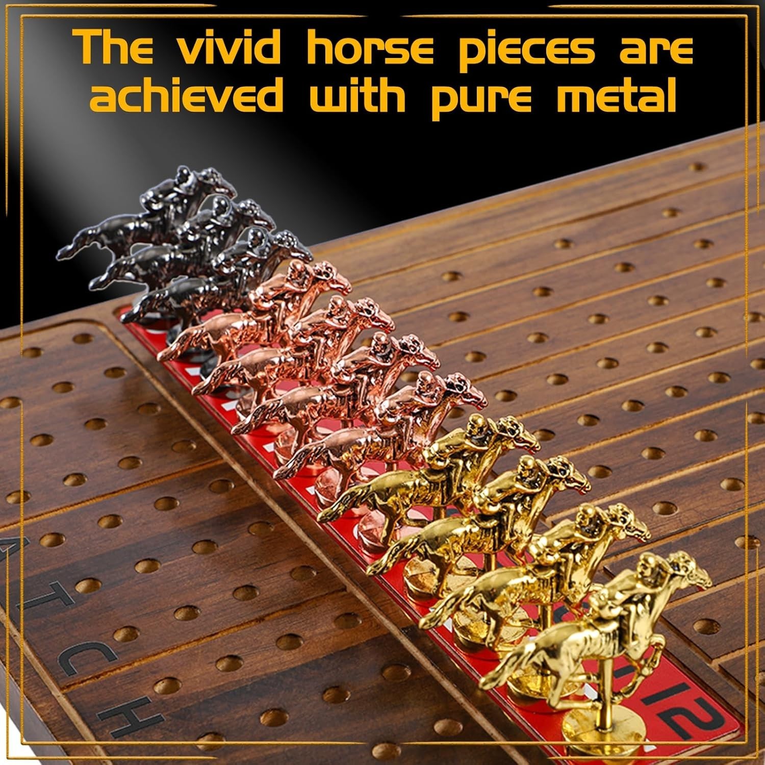 Horse Race Board Game Racing Game Thickened Solid Wood with 11 Luxurious Dura…