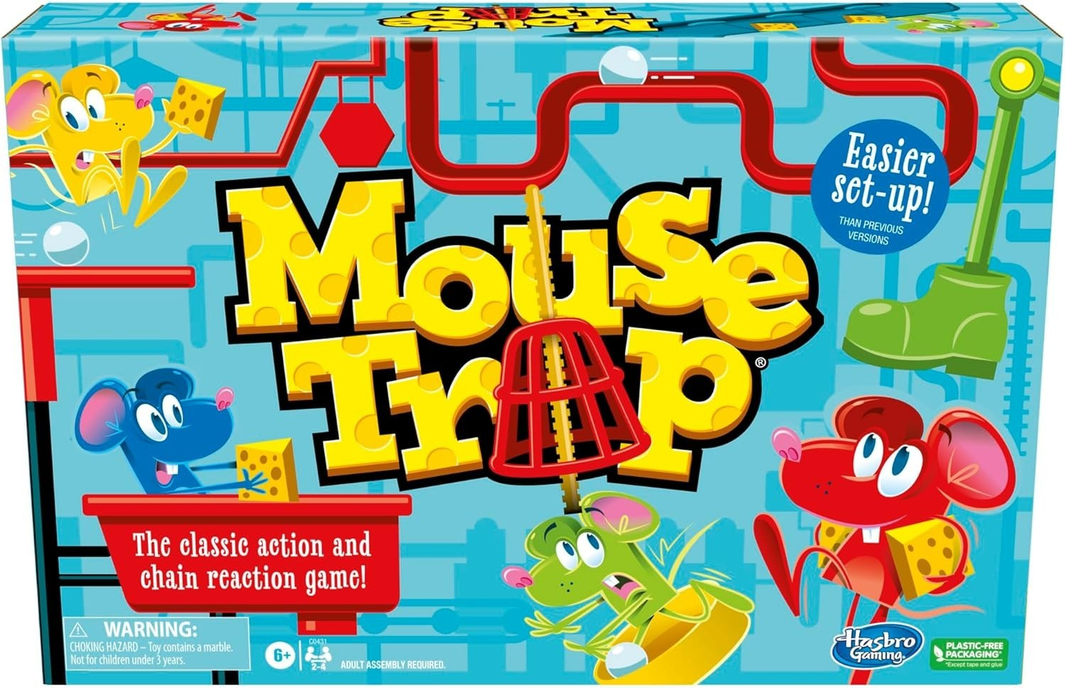 Hasbro Gaming Mouse Trap Board Game Kids 6+ Classic 2-4 Player Multicolor Easier