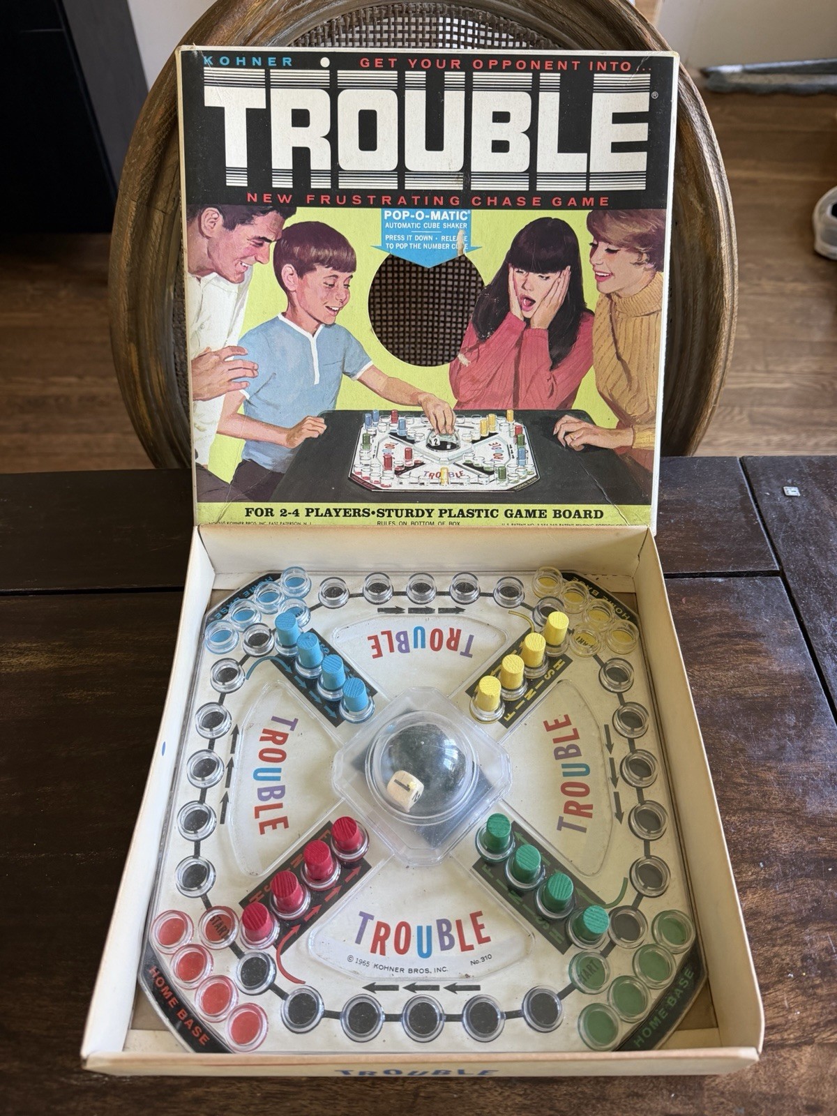Vintage 1965 Trouble Board Game Pop-O-Matic No. 310 Kohner Bros **Complete**