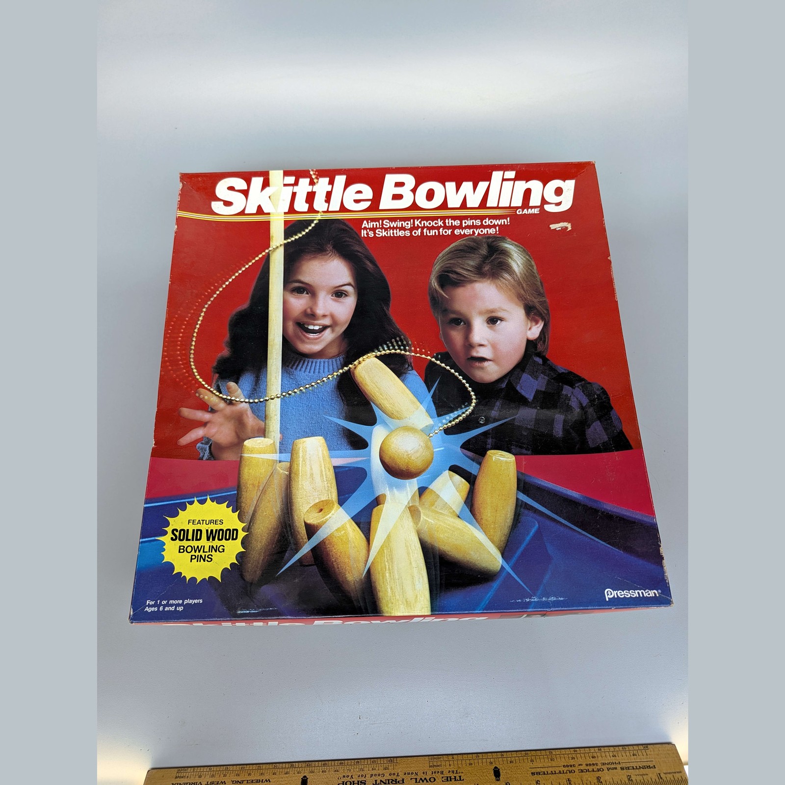 Pressman Skittle Bowling Game #44 Wooden Pins Complete Rules Score Vintage 1987