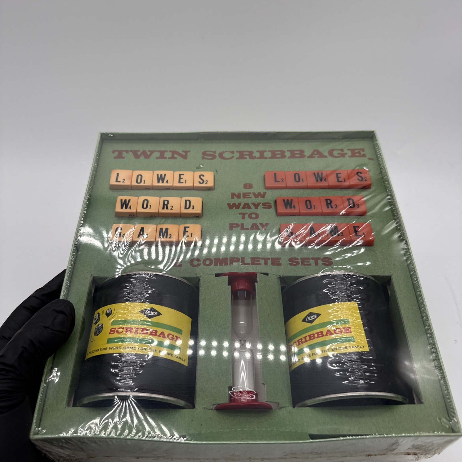 Vintage 1965 Twin Scribbage Board Game by Lowe Co. Complete Word Play NIB