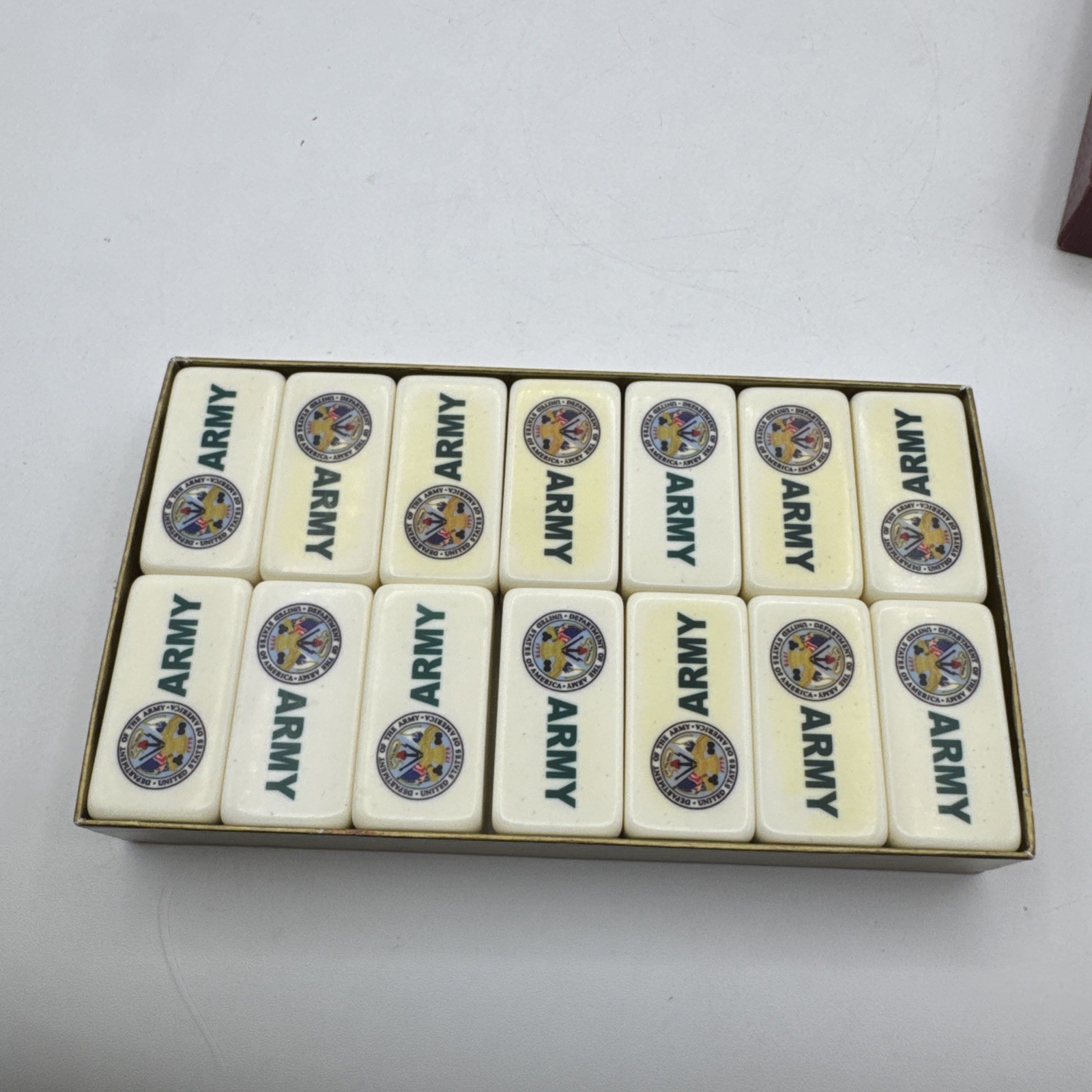 Puremco Marblelike Professional Extra Thick Dominoes US Army White Complete