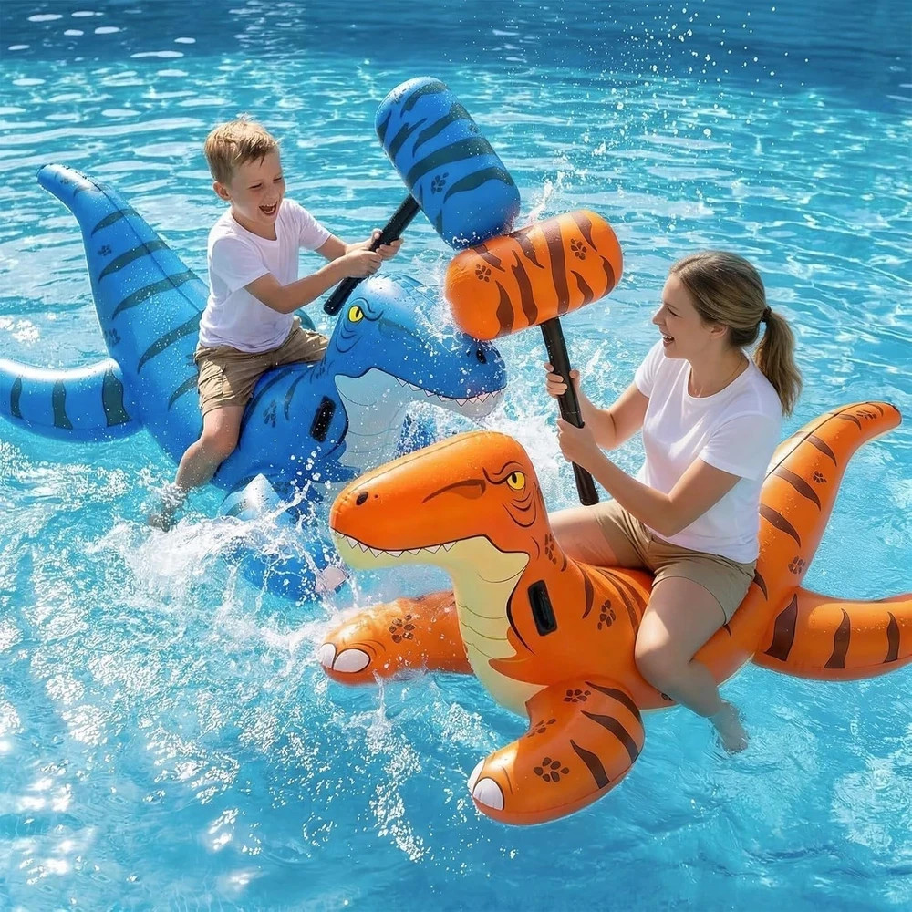 Pool Floats 2Pack Inflatable Dinosaur Ride On X Large Green Orange Jasonwell