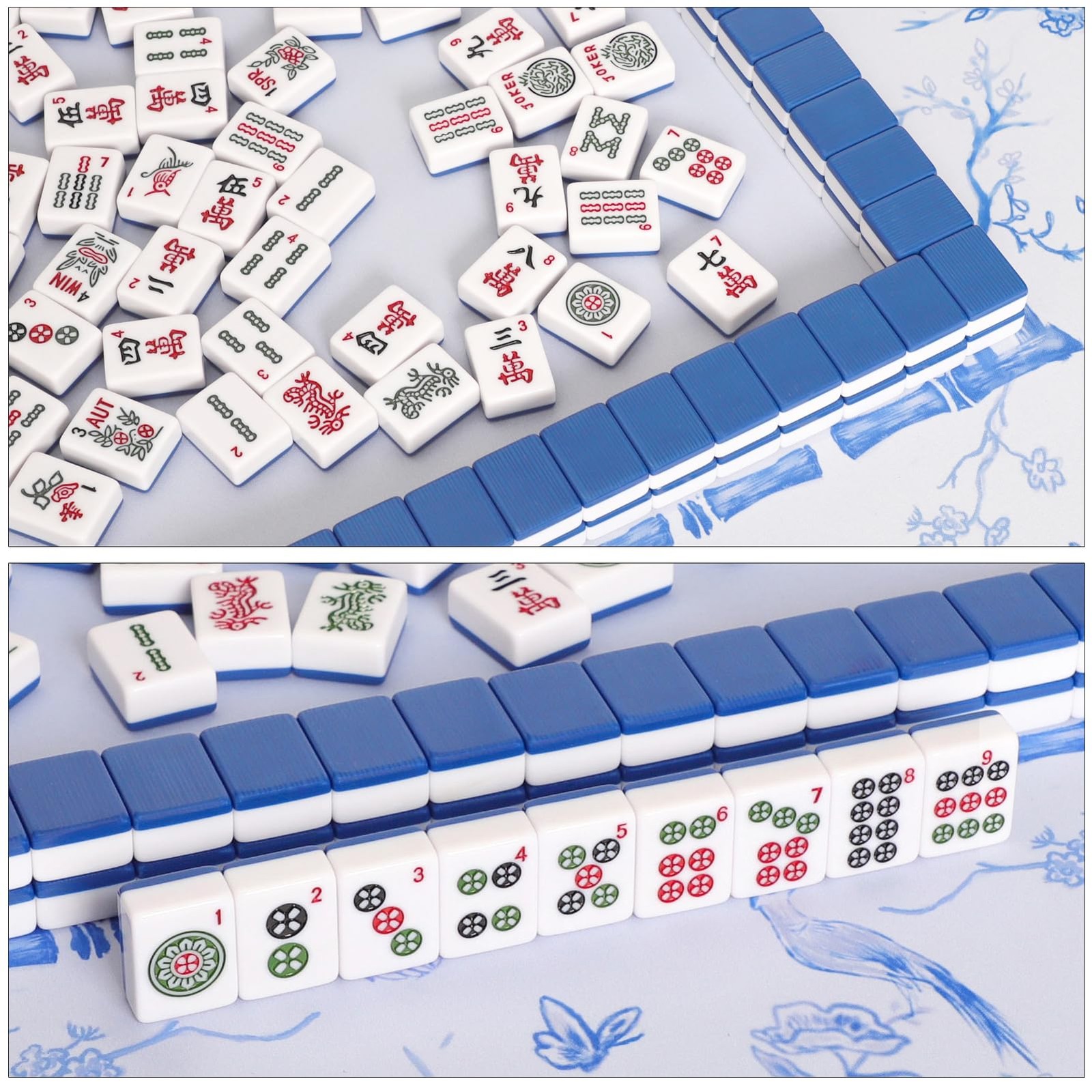 Mahjong Tile Set with 166 Navy Blue Back Tiles American, 1.2″, Tiles Only