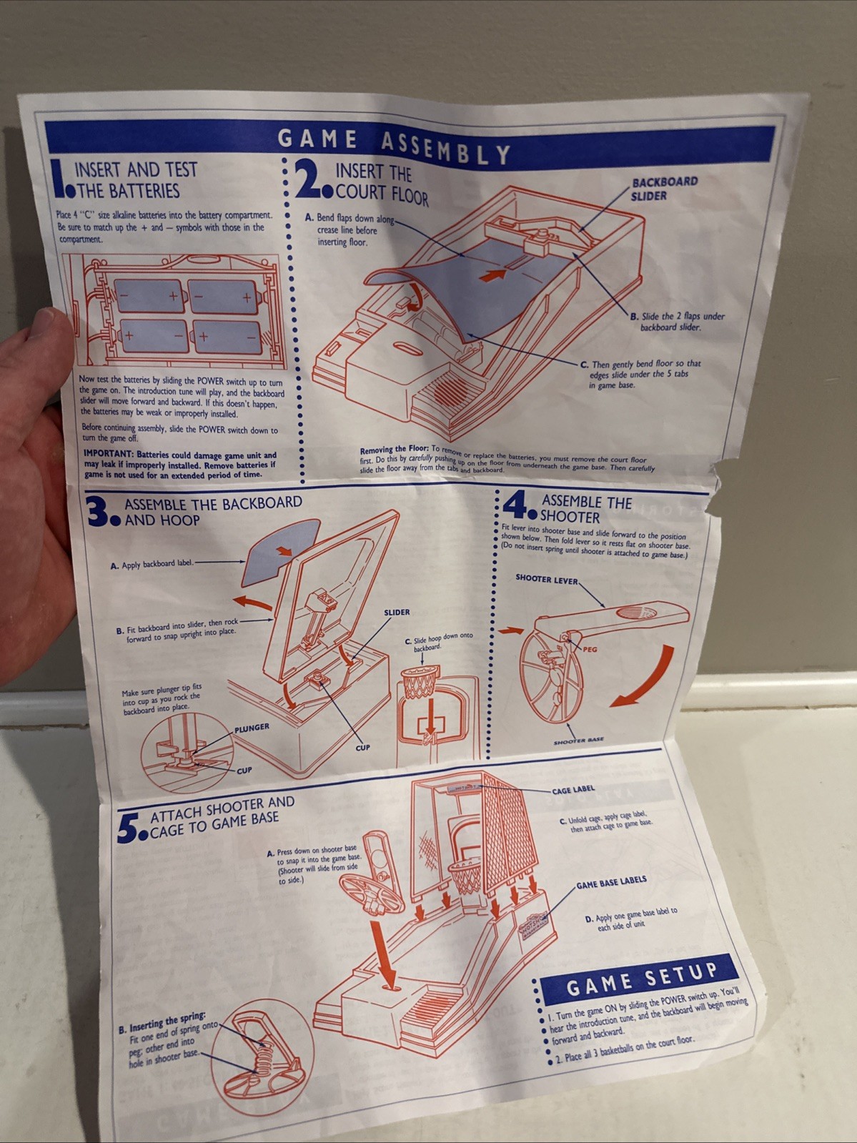 Vintage 1990 Milton Bradley 4154 Electric Hot Shot Basketball Instructions Only