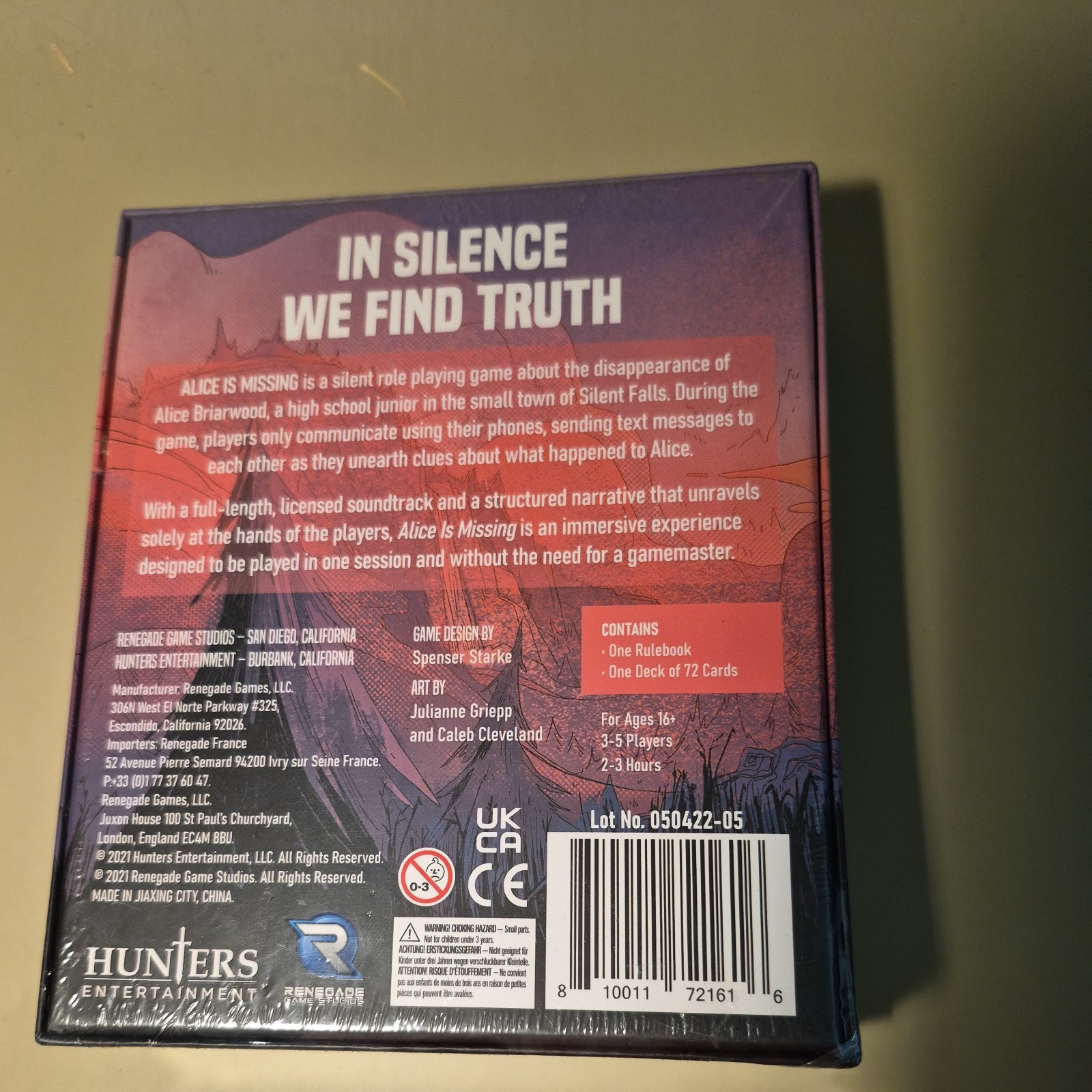 Alice is Missing: A Silent Role Playing Game Unopened Sealed Renegade Studio